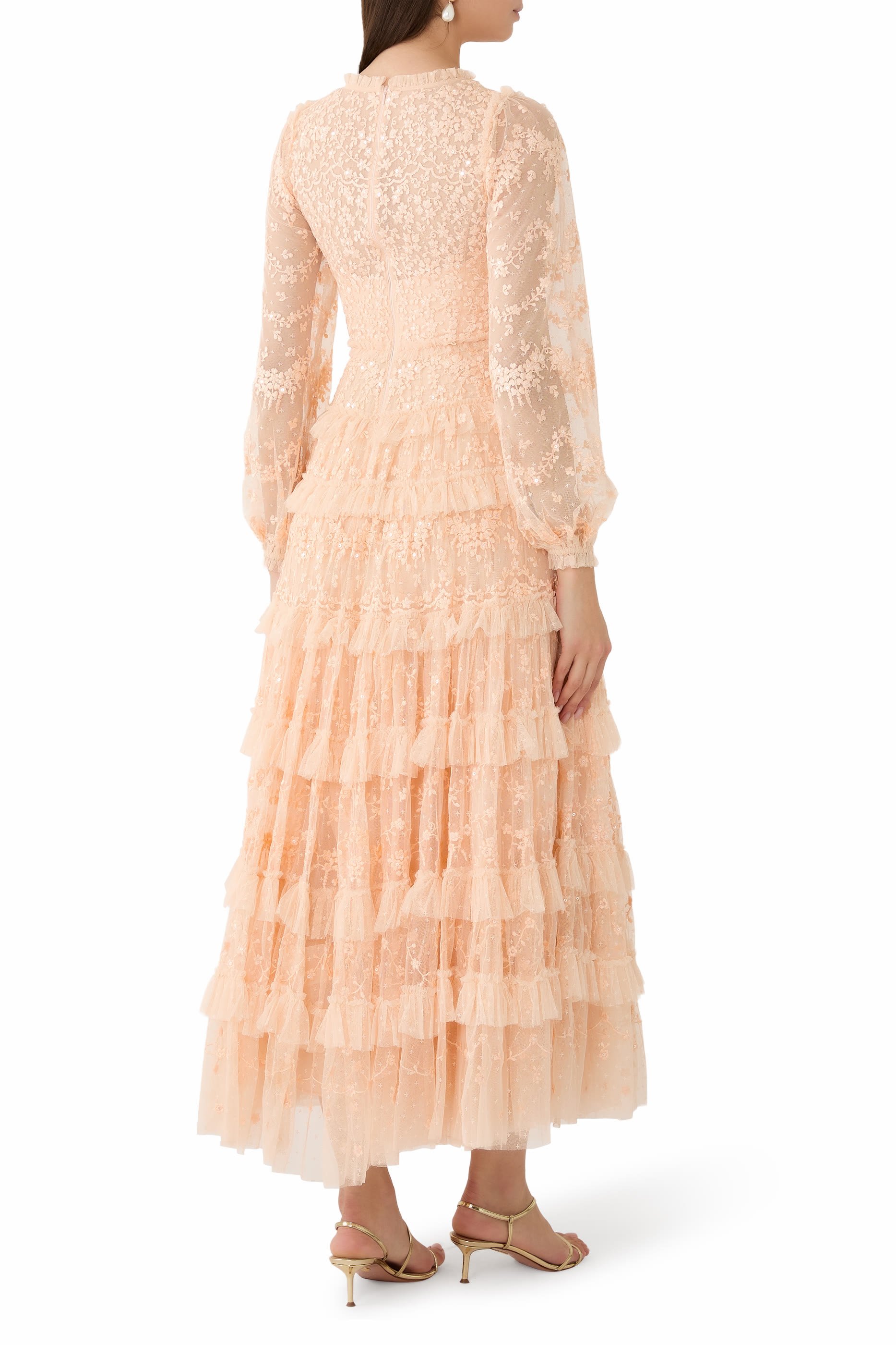 فستان سهرة بلوسوم بطول الكاحل دانتيل