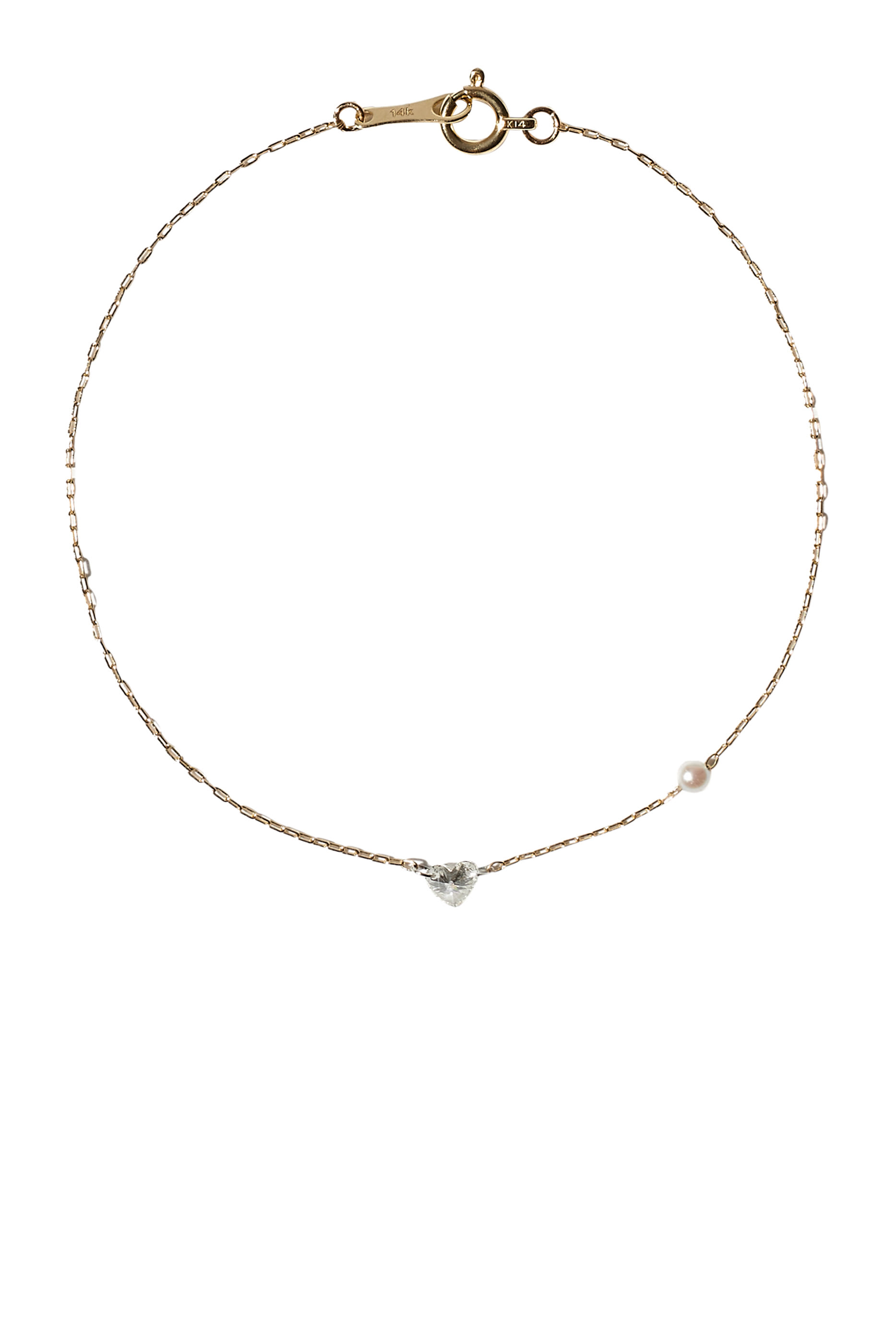 سوار ذهب عيار 14 قيراط مرصعة بالماس ولؤلؤ أكويا