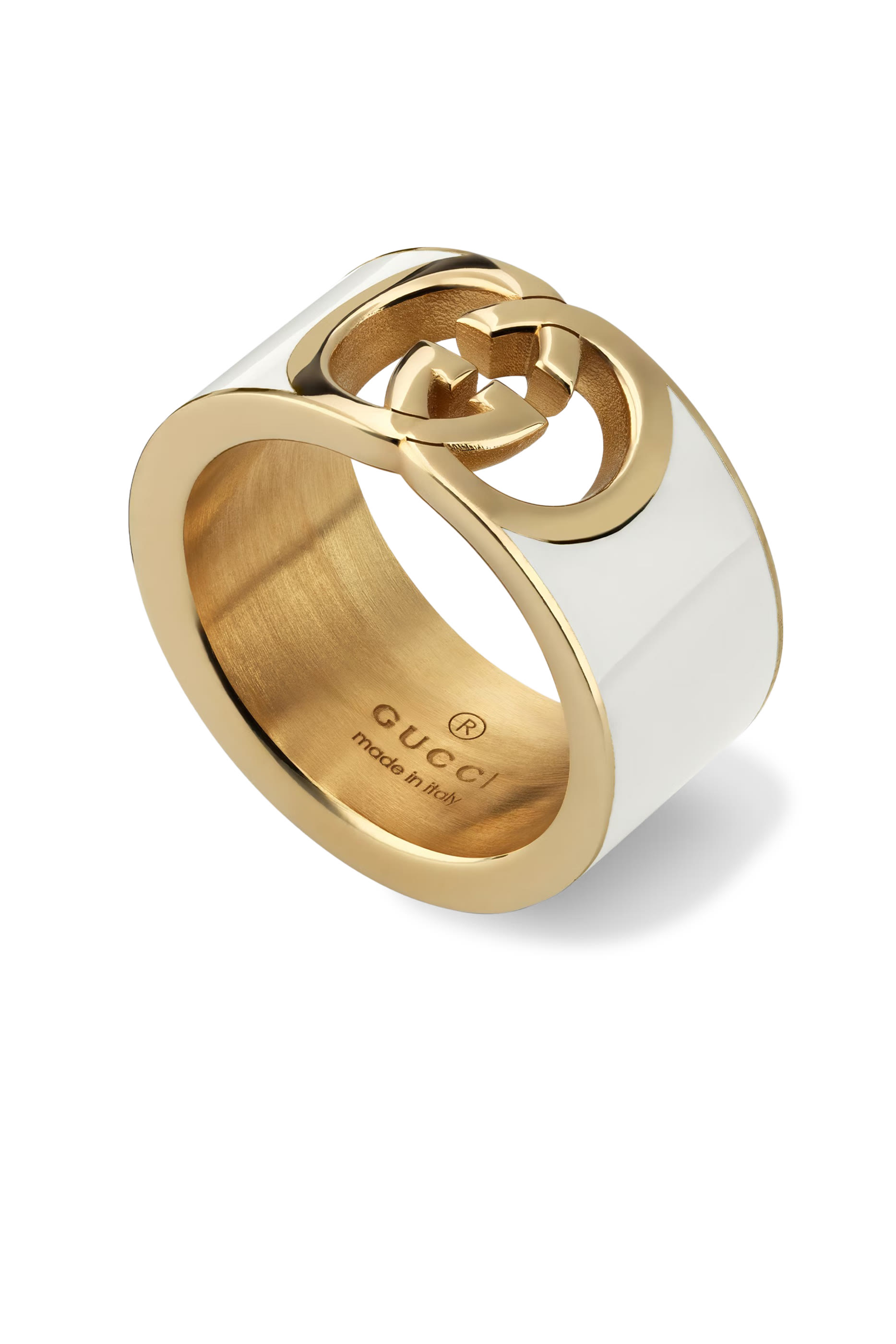 خاتم بتصميم حرفي شعار الماركة متداخلين بمينا