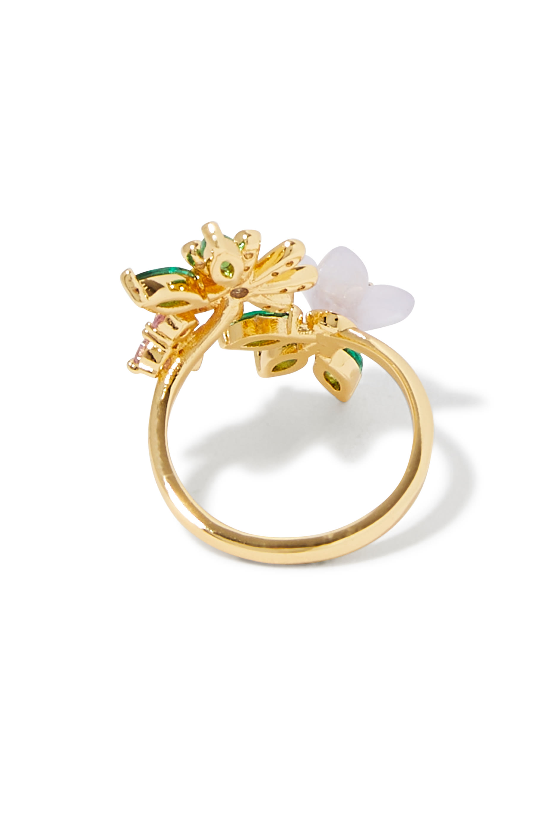 خاتم برستنج بلومز بتصميم ملفوف مرصع بأحجار زركونيا مكعبة وأحجار زجاجية رتينج ونحاس