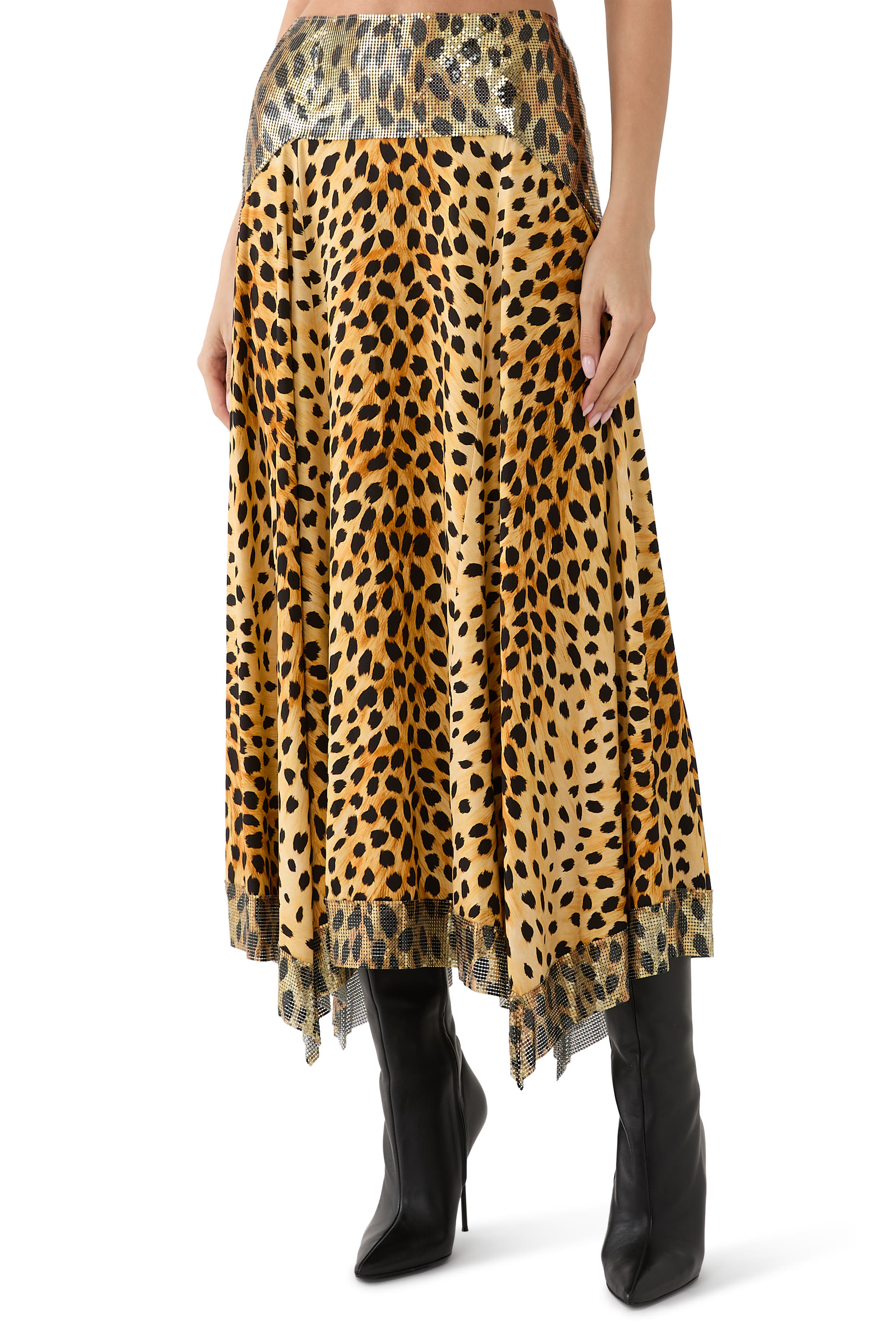 تنورة بنقشة جلد فهد