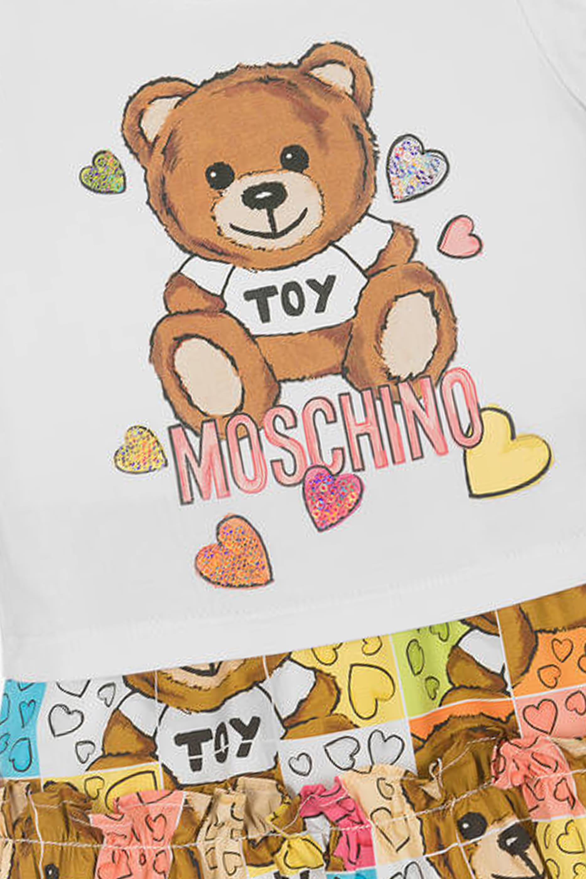 طقم تيشيرت وتنورة بطبعة الدب تيدي للأطفال