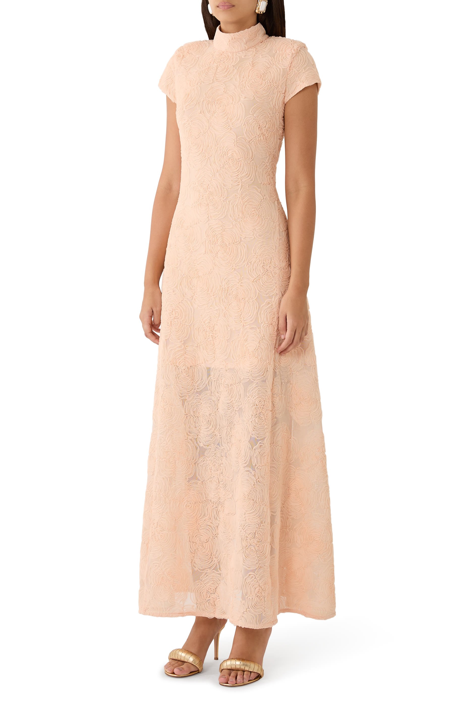 فستان طويل قماش شبكي