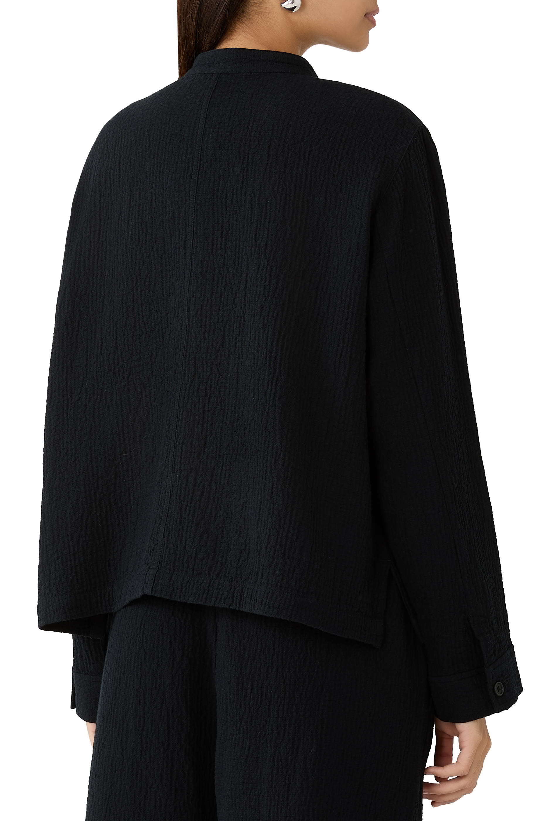 جاكيت بتصميم قميص قطن عضوي مزدوج النسيج