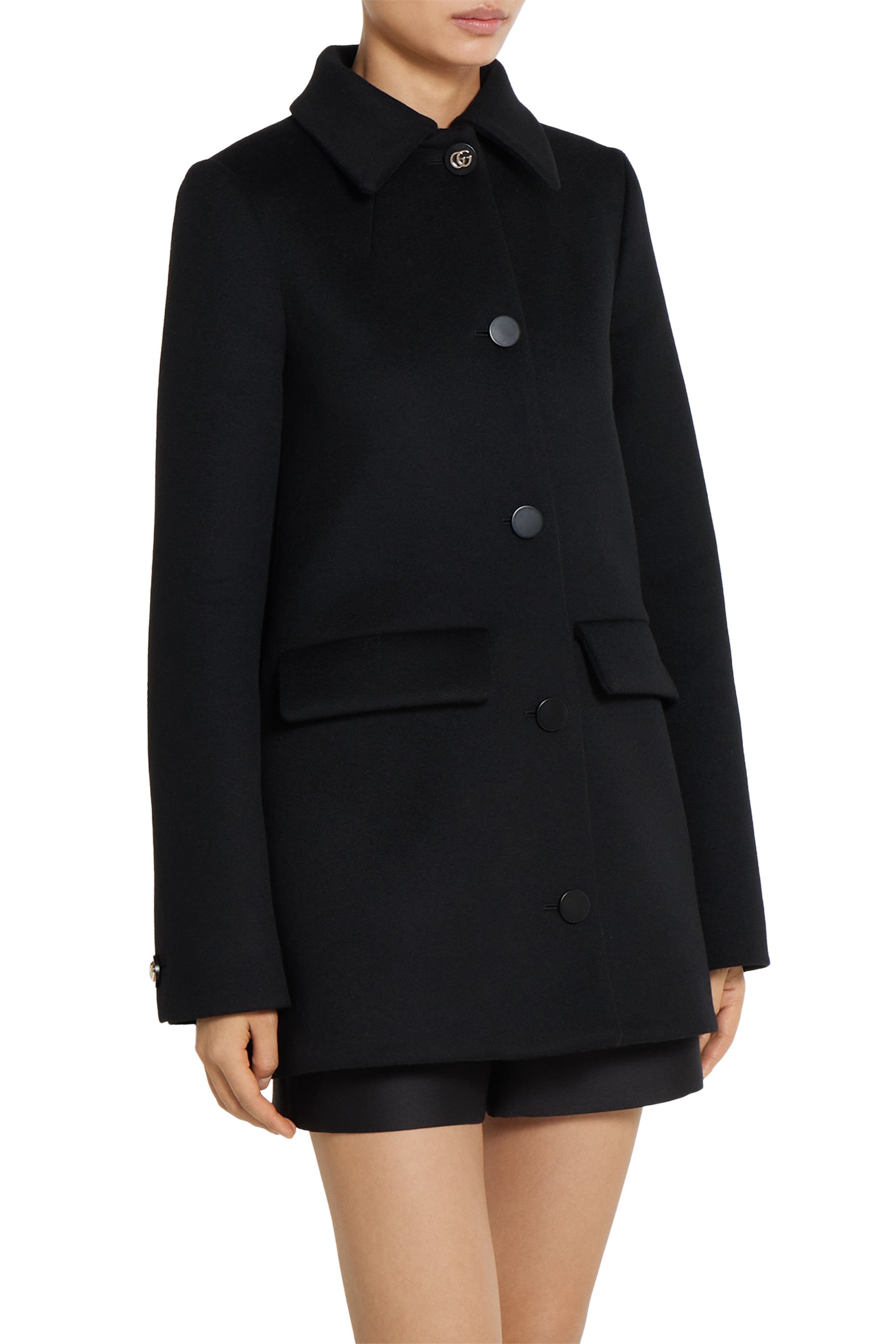 معطف بأزرار مزينة بلجام الحصان صوف