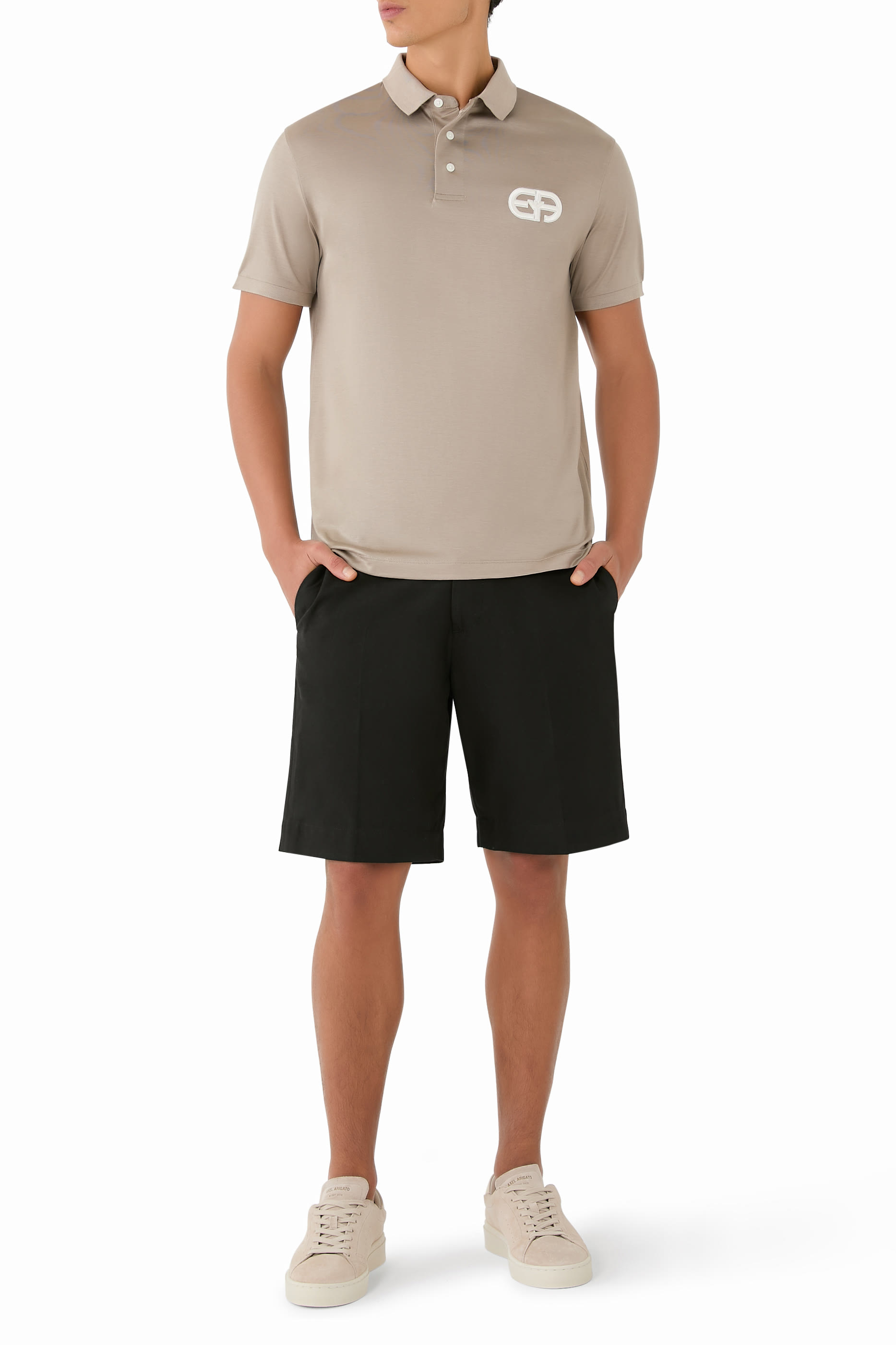 قميص بولو مطرز بشعار الماركة