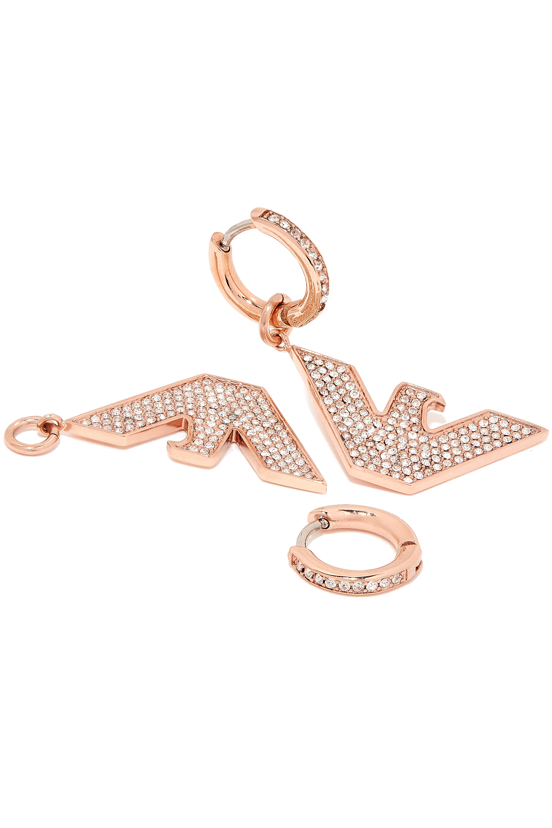 أقراط بشعار الماركة ستانليس ستيل مرصعة بالكريستال