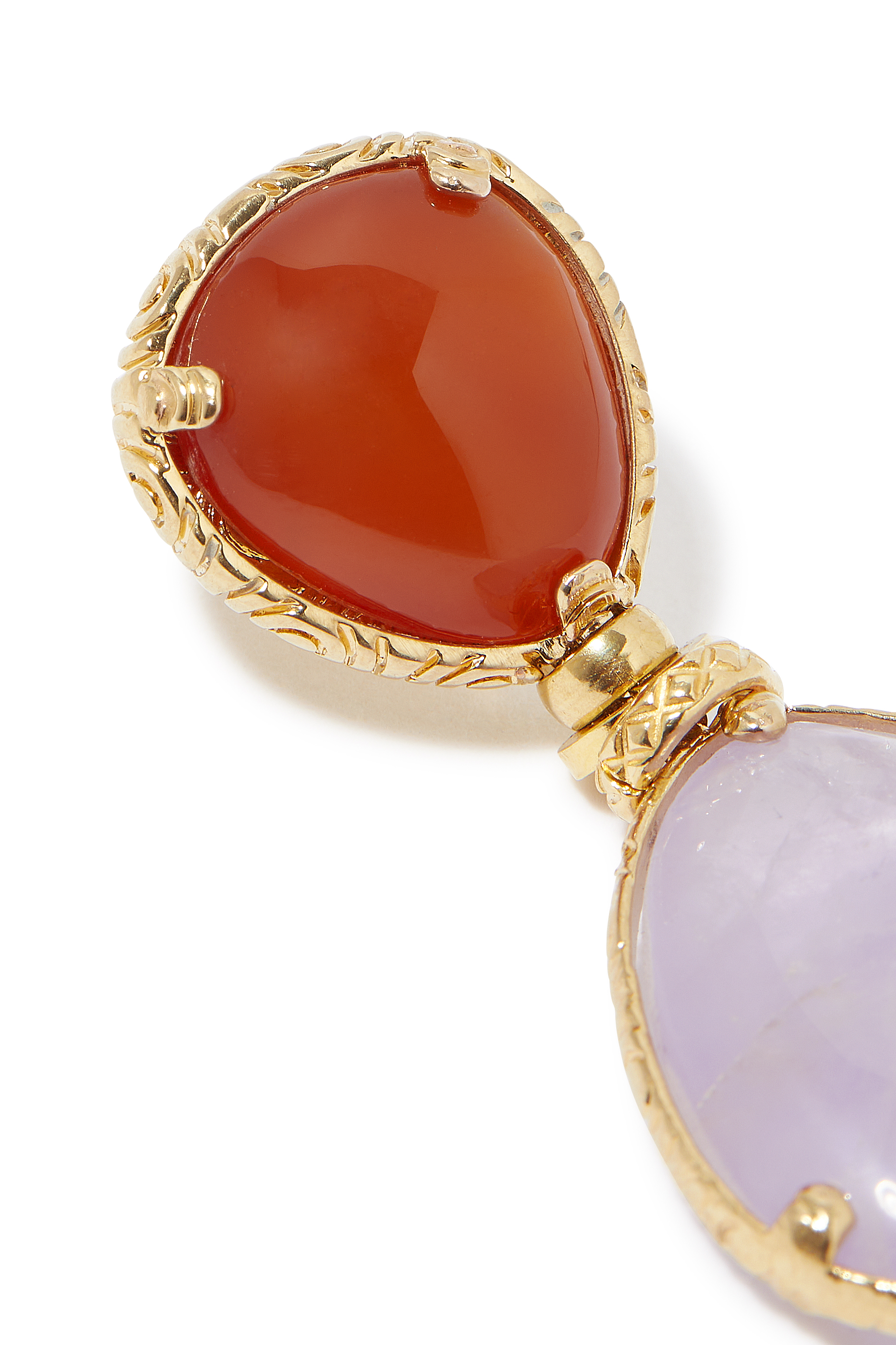 أقراط سيليا مرصعة بالجمشت والهيماتويد الأصفر نحاس مطلي بذهب عيار 24