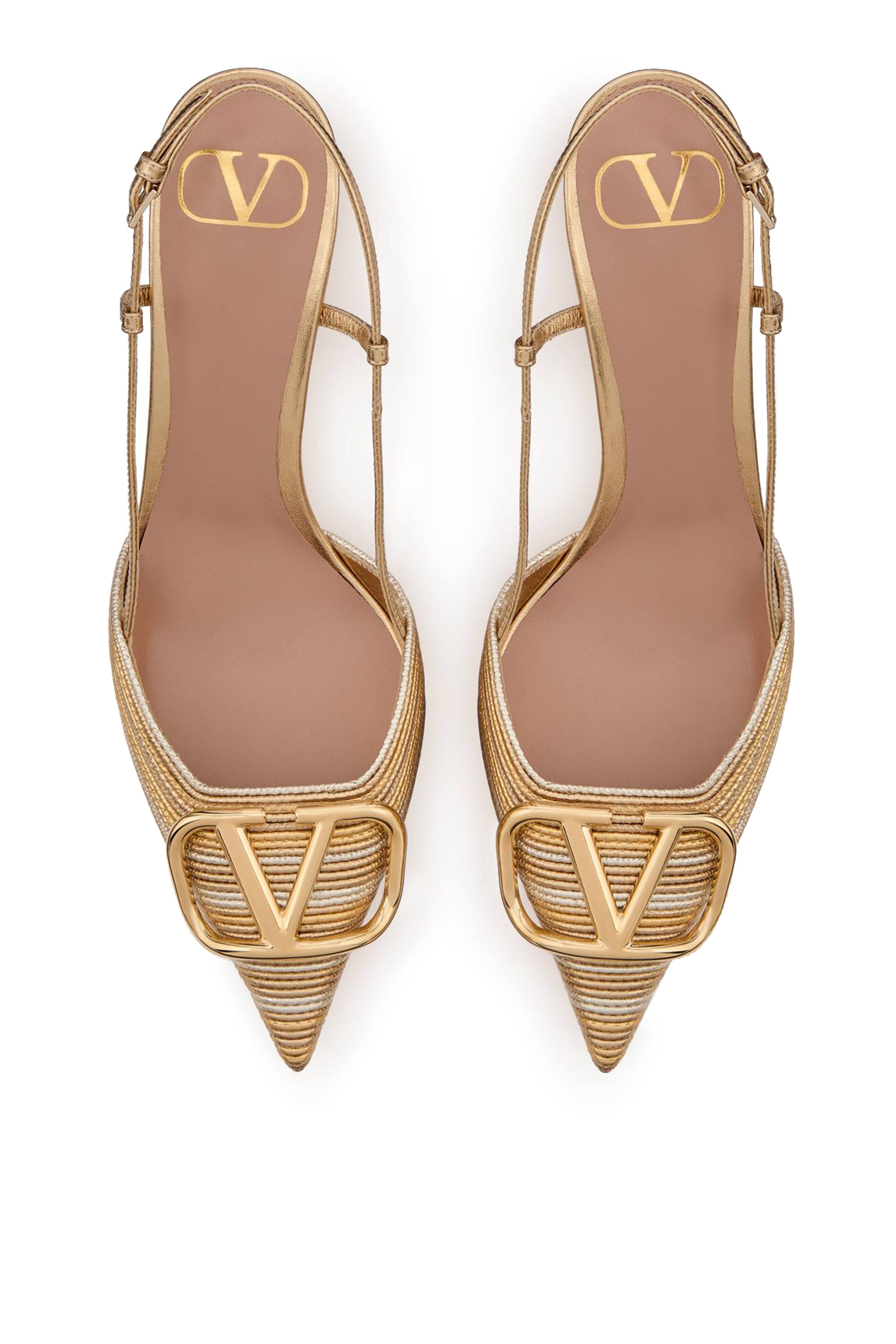 حذاء فالنتينو غارافاني كلاسيكي 80 بسير خلفي بتطريز كورنلي وشعار الماركة