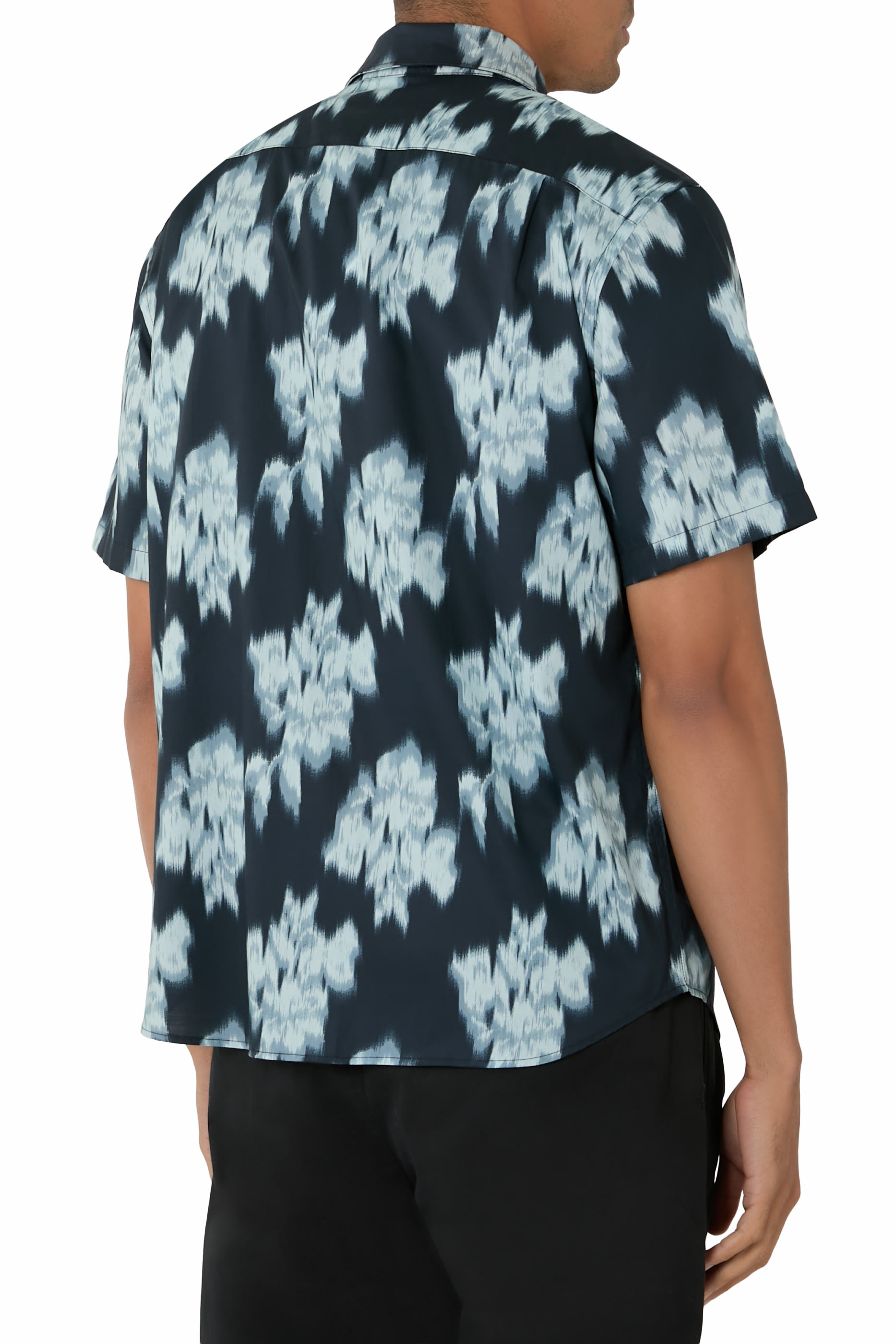 Blurred Roses Short Sleeves French Placket Shirt