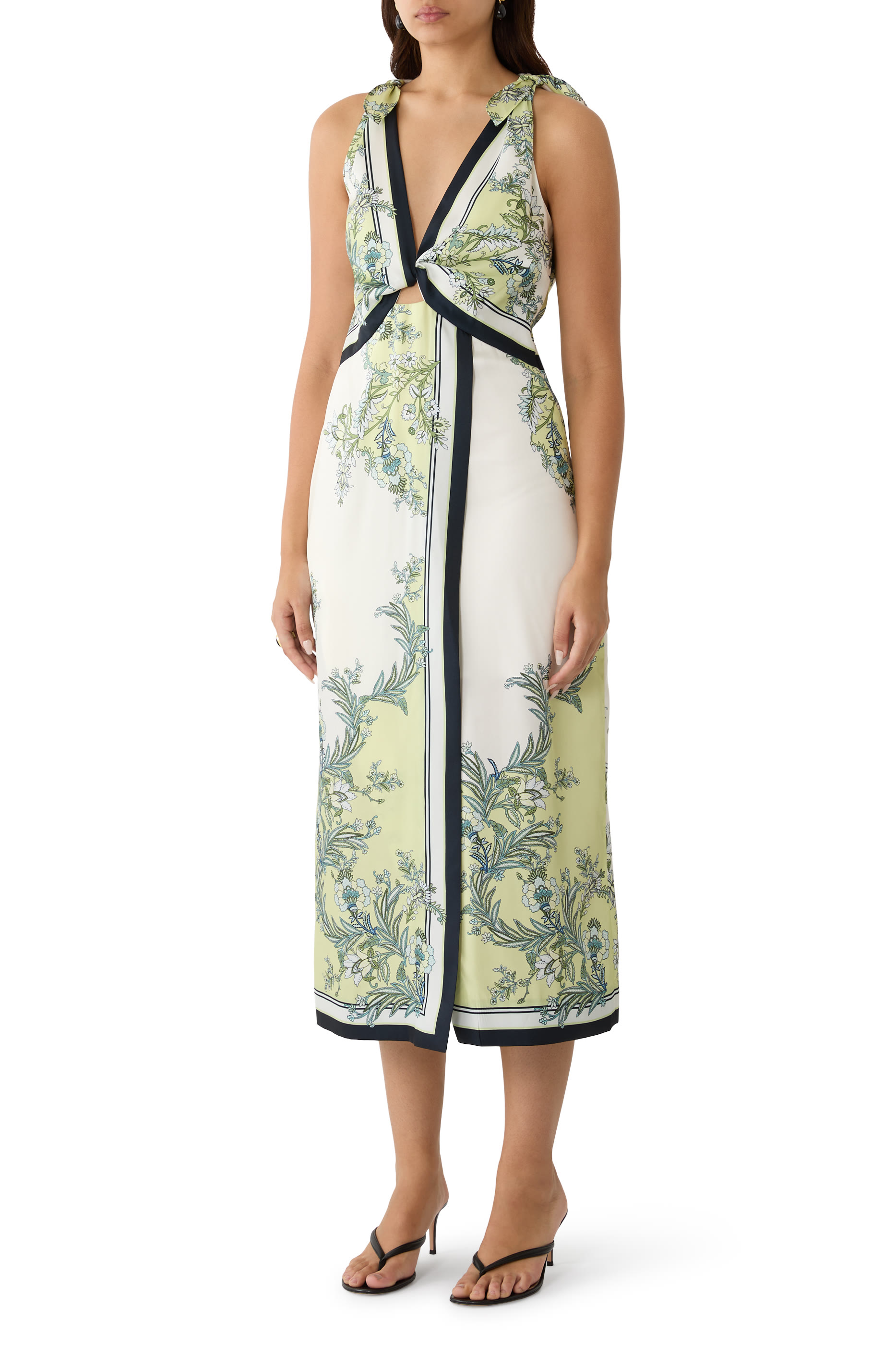 فستان كاليزا متوسط الطول بنقشة وشاح