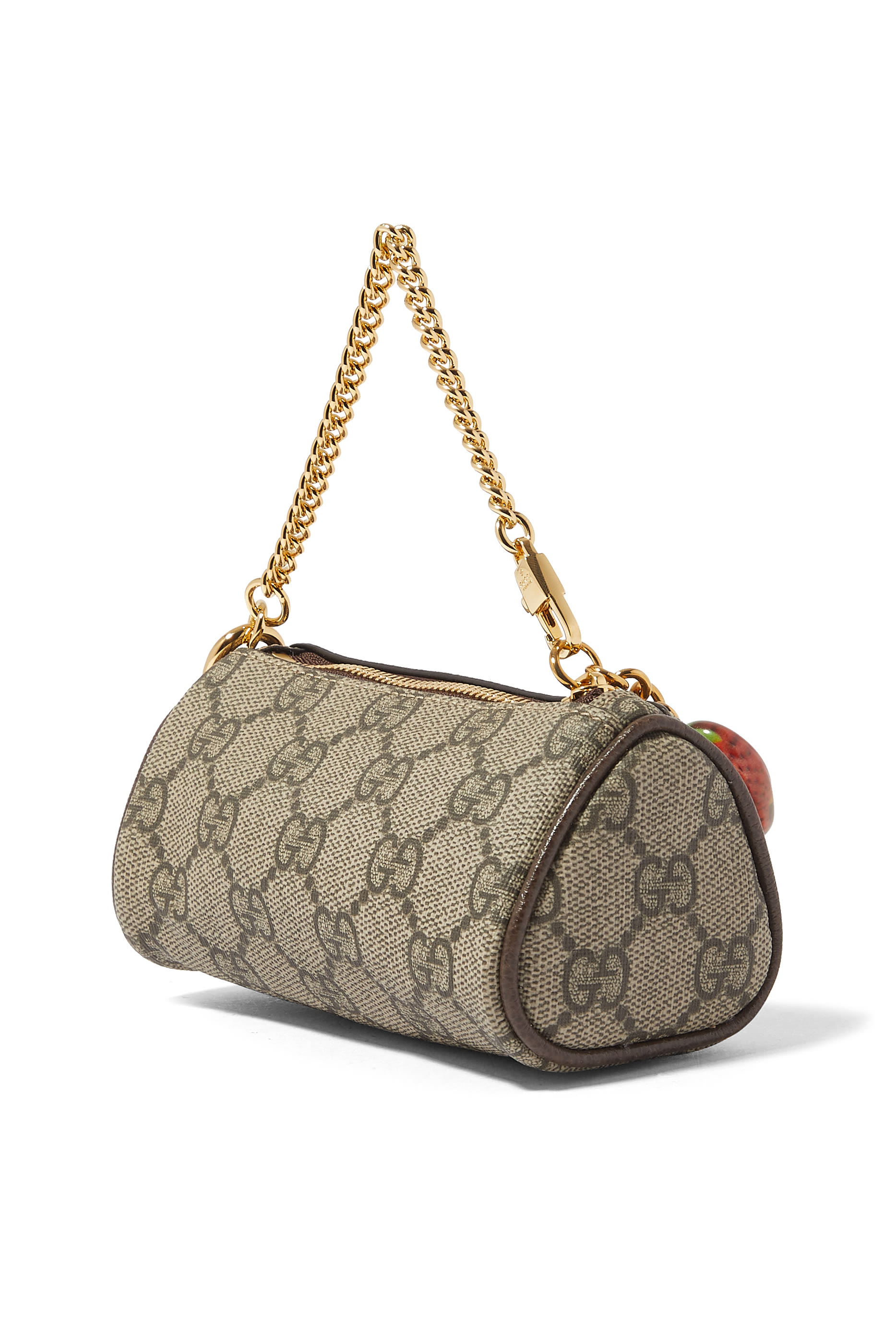 محفظة للعملات المعدنية بحلية فراولة ونقشة شعار GG