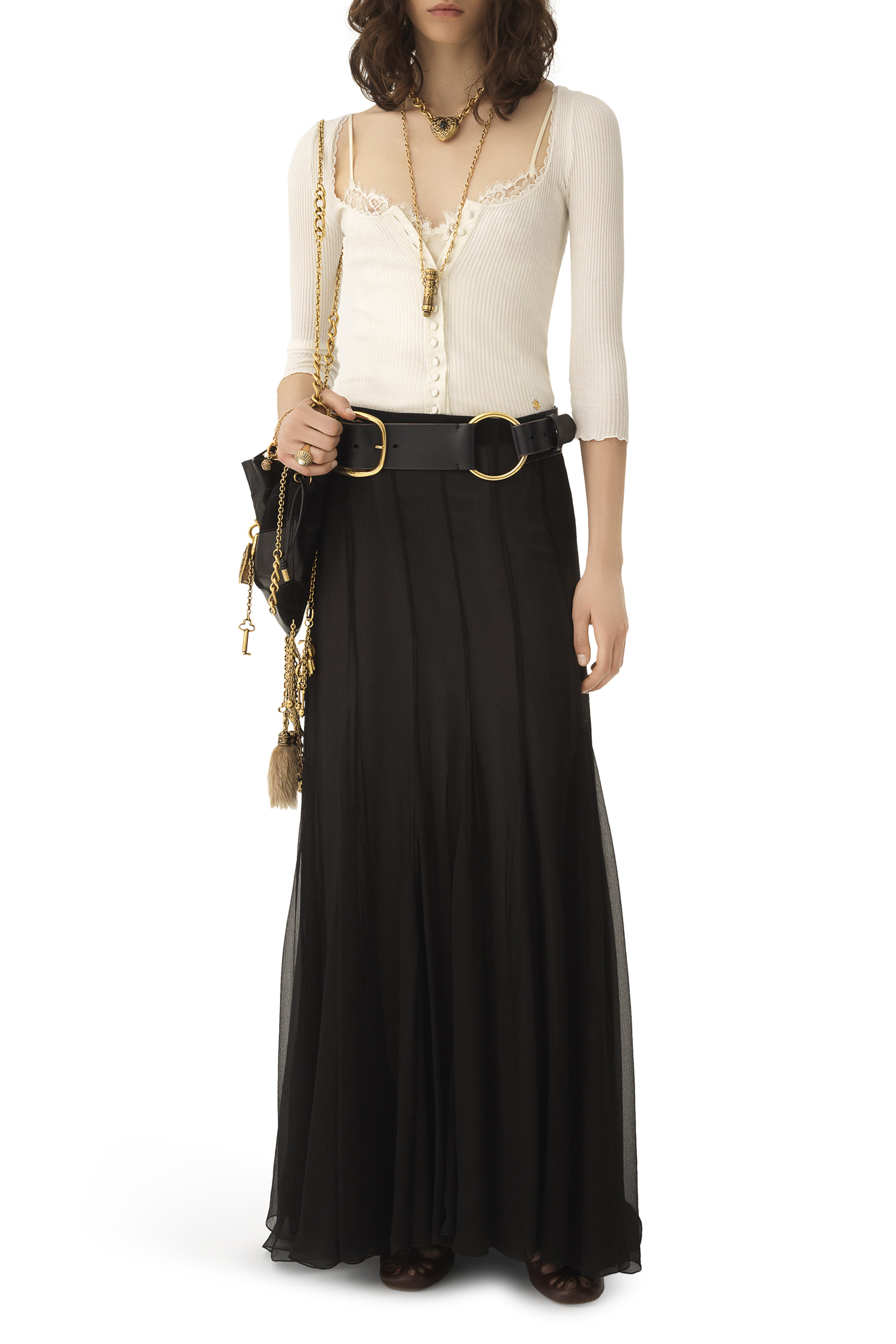 كارديجان بياقة عميقة قطن