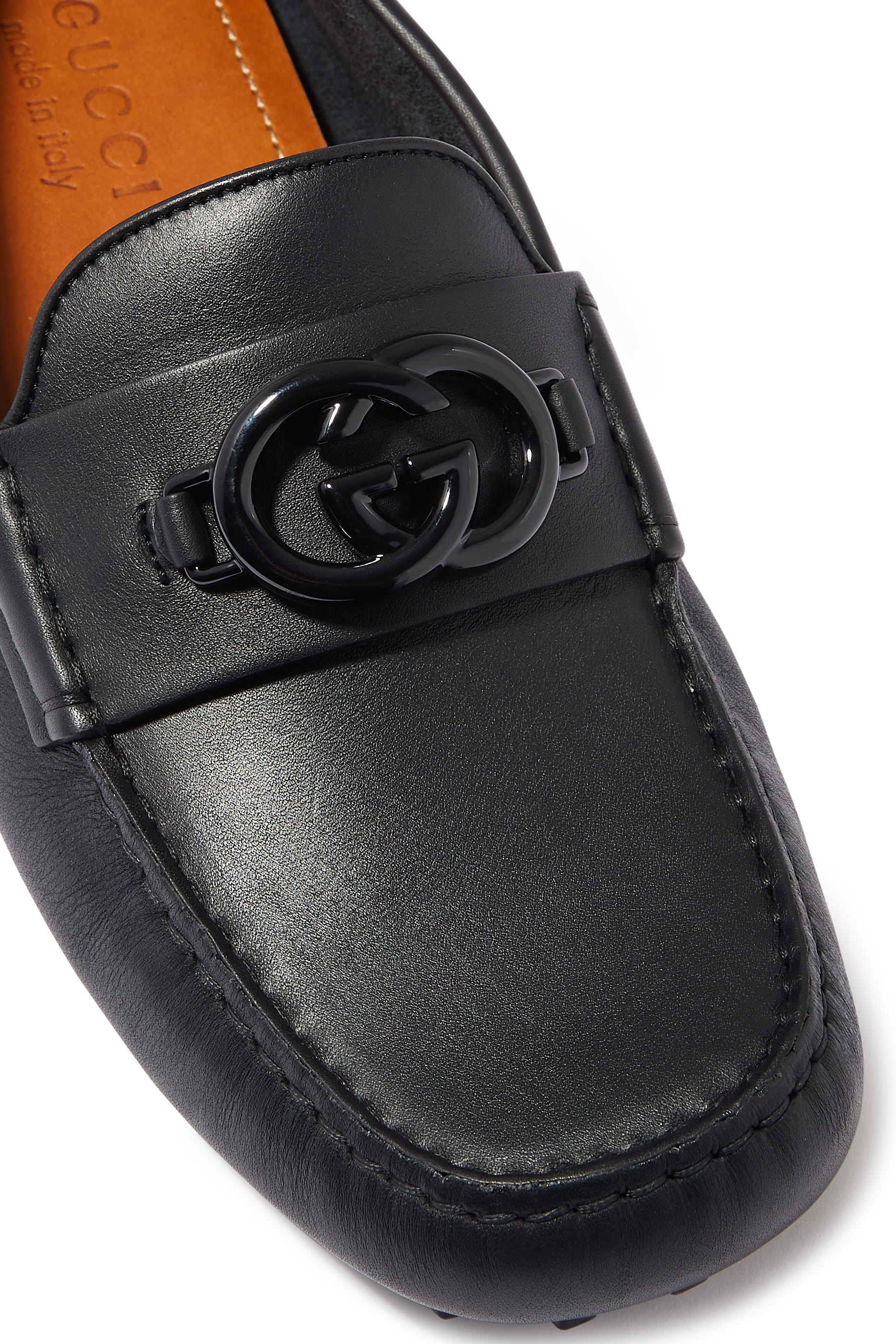 حذاء سهل الإرتداء جلد بشعار GG