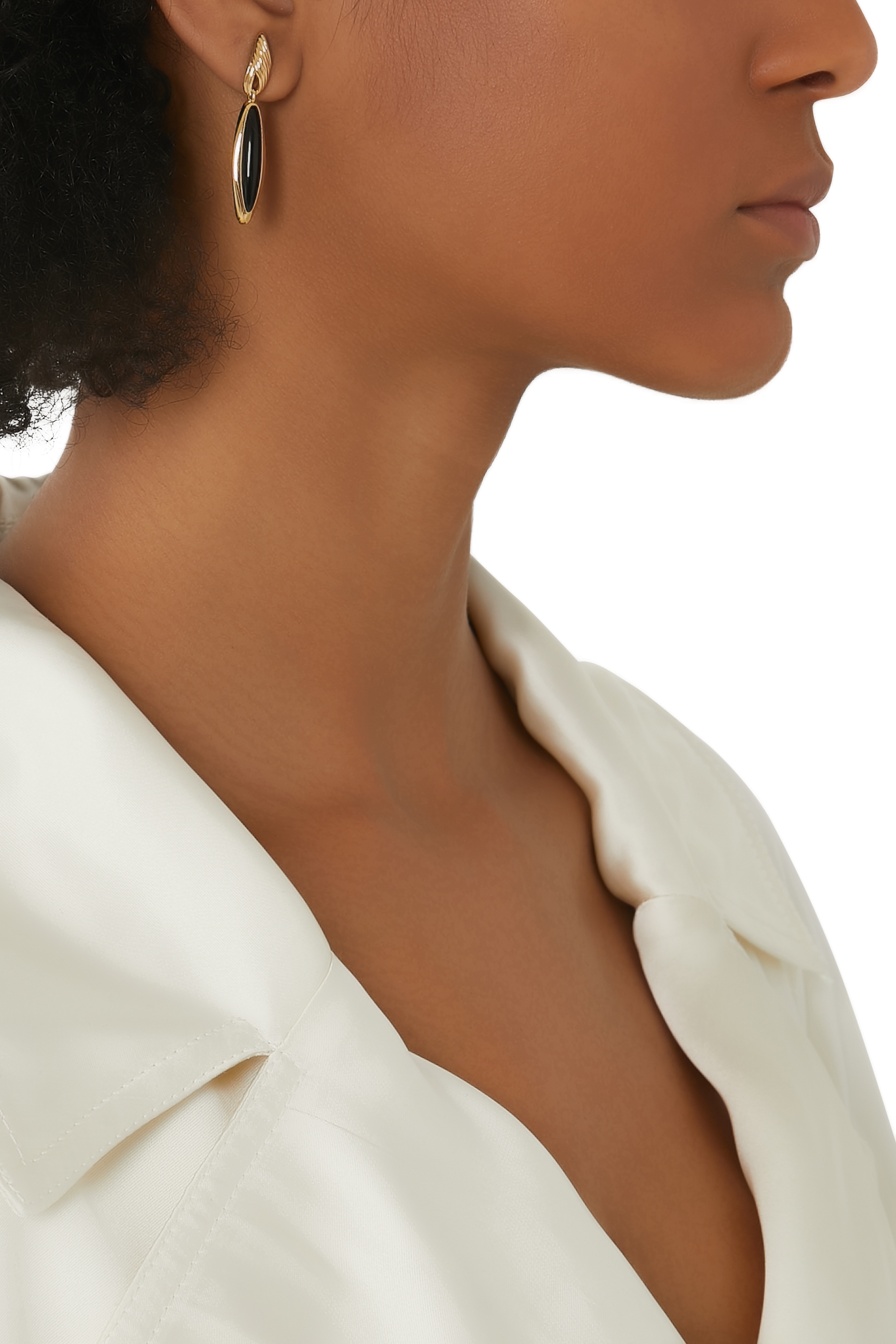 أقراط متدلية بملمس مموج بارز نحاس مطلي بذهب عيار 18