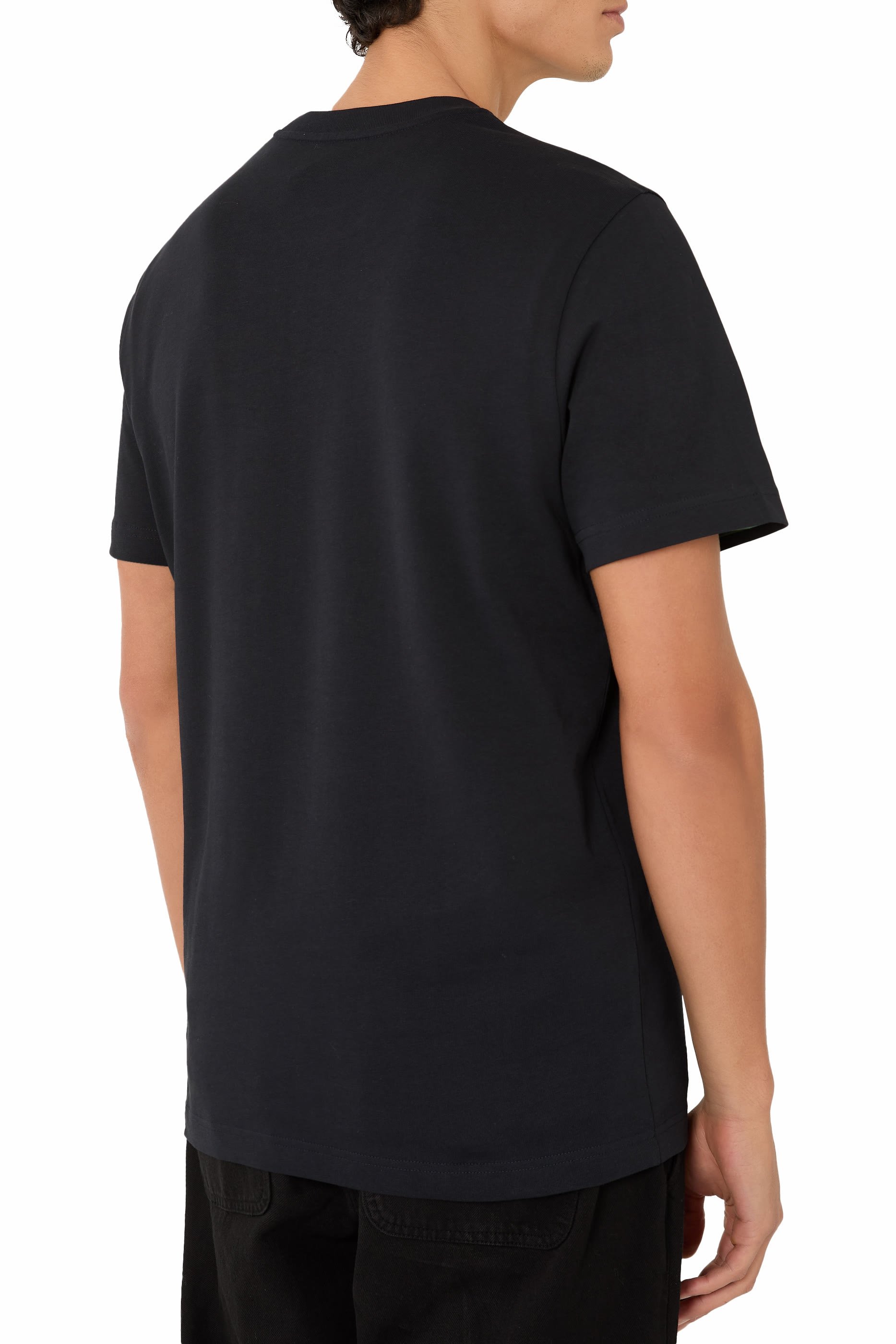 تيشيرت مطرز بشعار الماركة بثلاث ألوان قطن