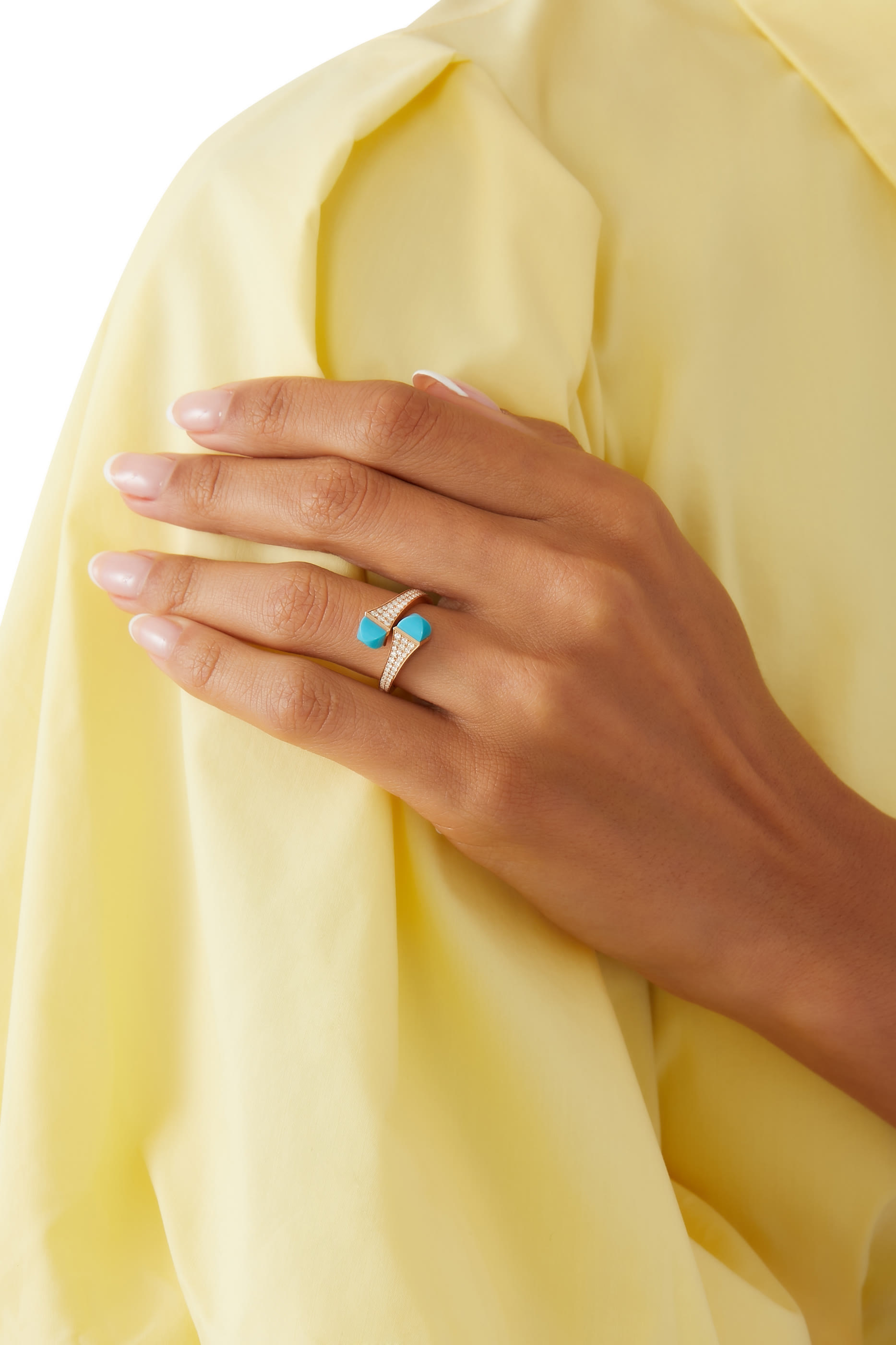 Cleo Midi Ring, 18k Rose Gold with Turquoise & Diamonds