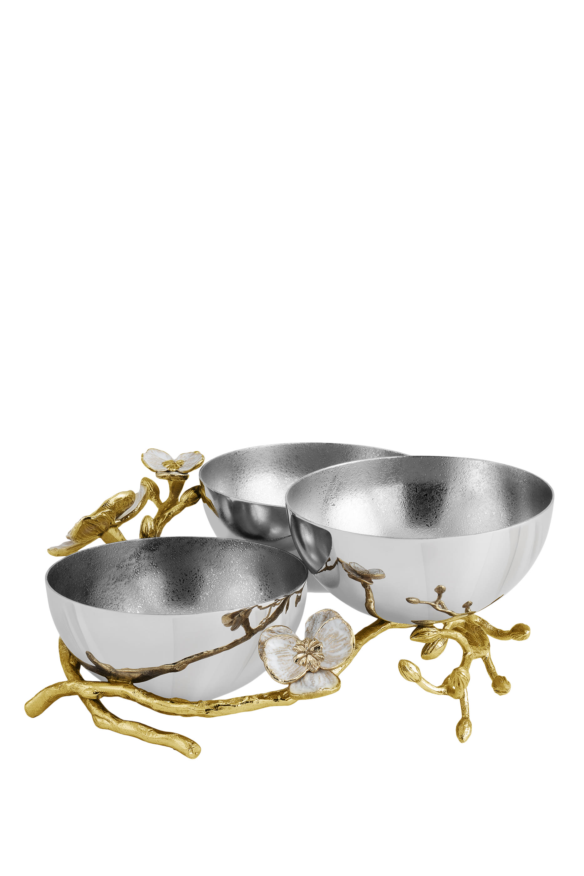 وعاء ثلاثي منخفض بزهور أوركيد