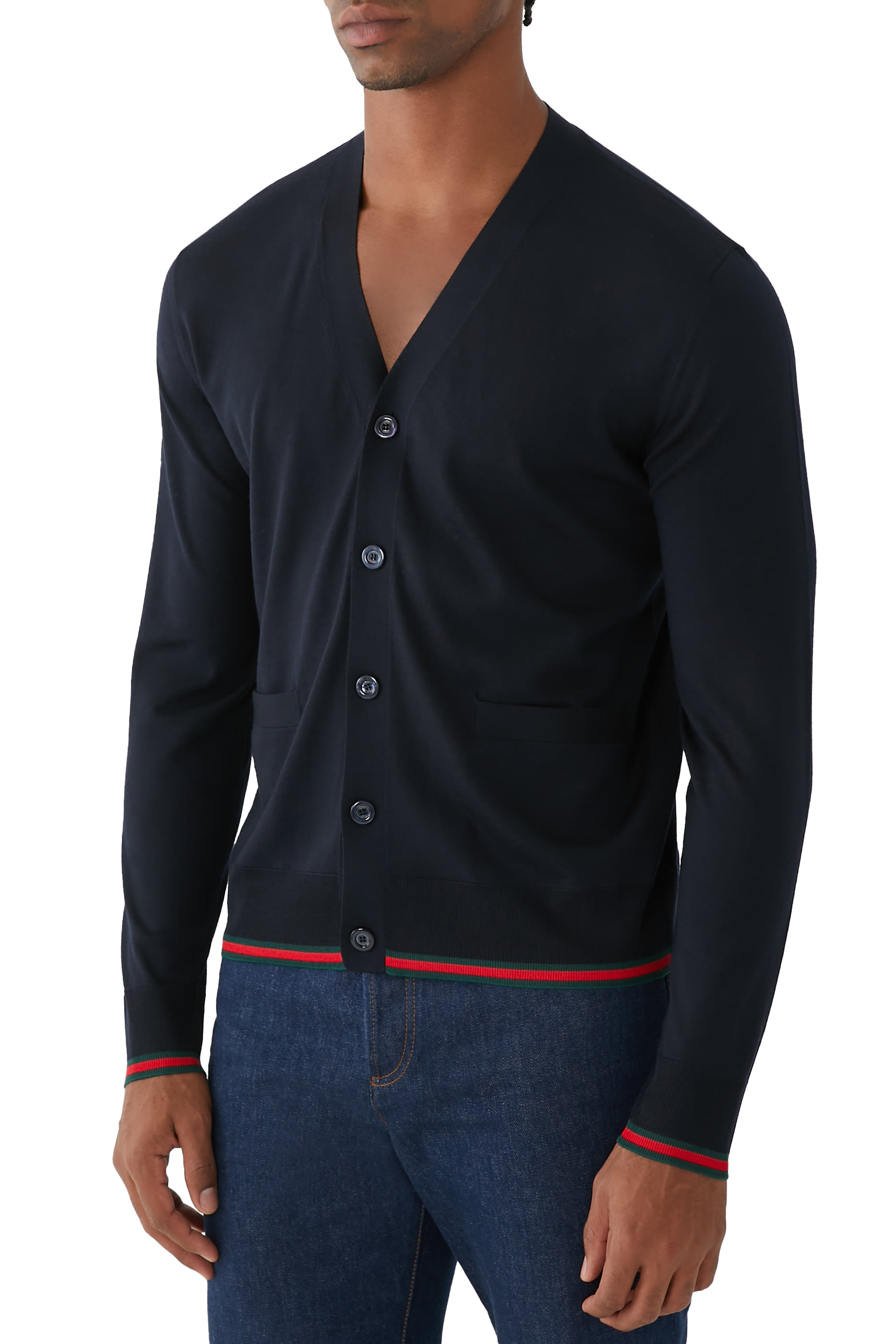 كارديغان بشريط ويب نسيج صوف