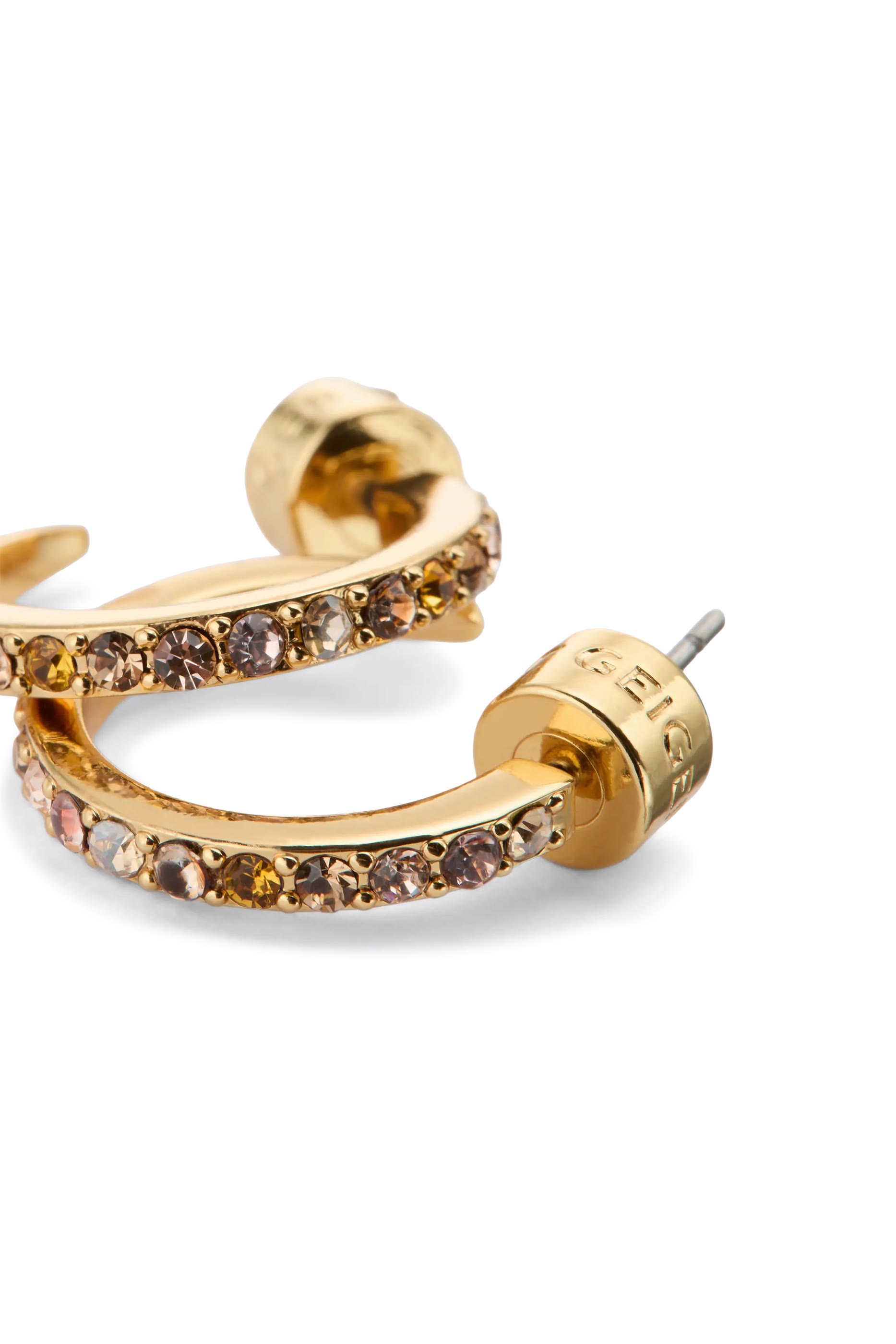 أقراط دائرية صغيرة بكريستال، نحاس