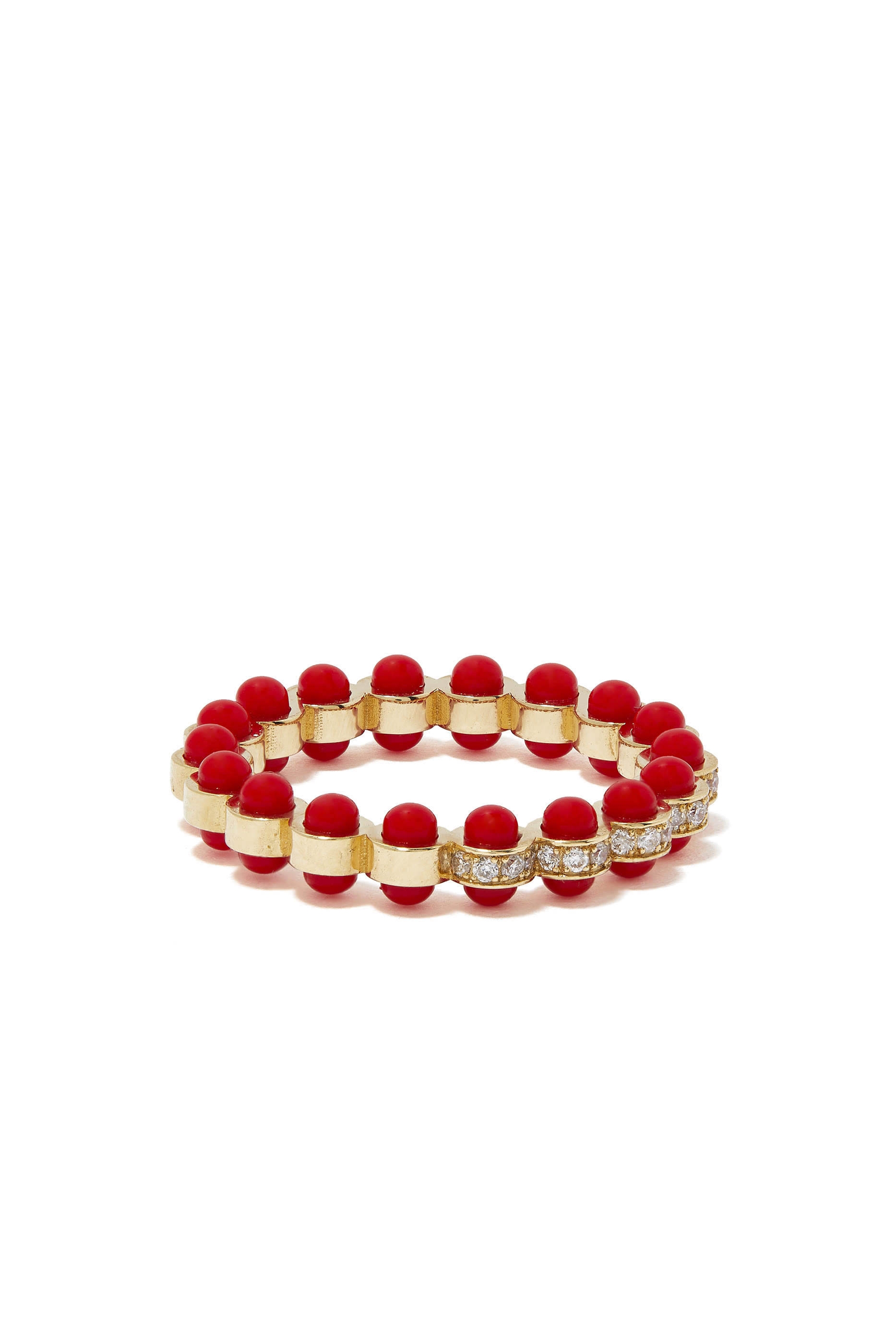 خاتم روبيديوم مرصع بالماس ذهب أصفر عيار 18