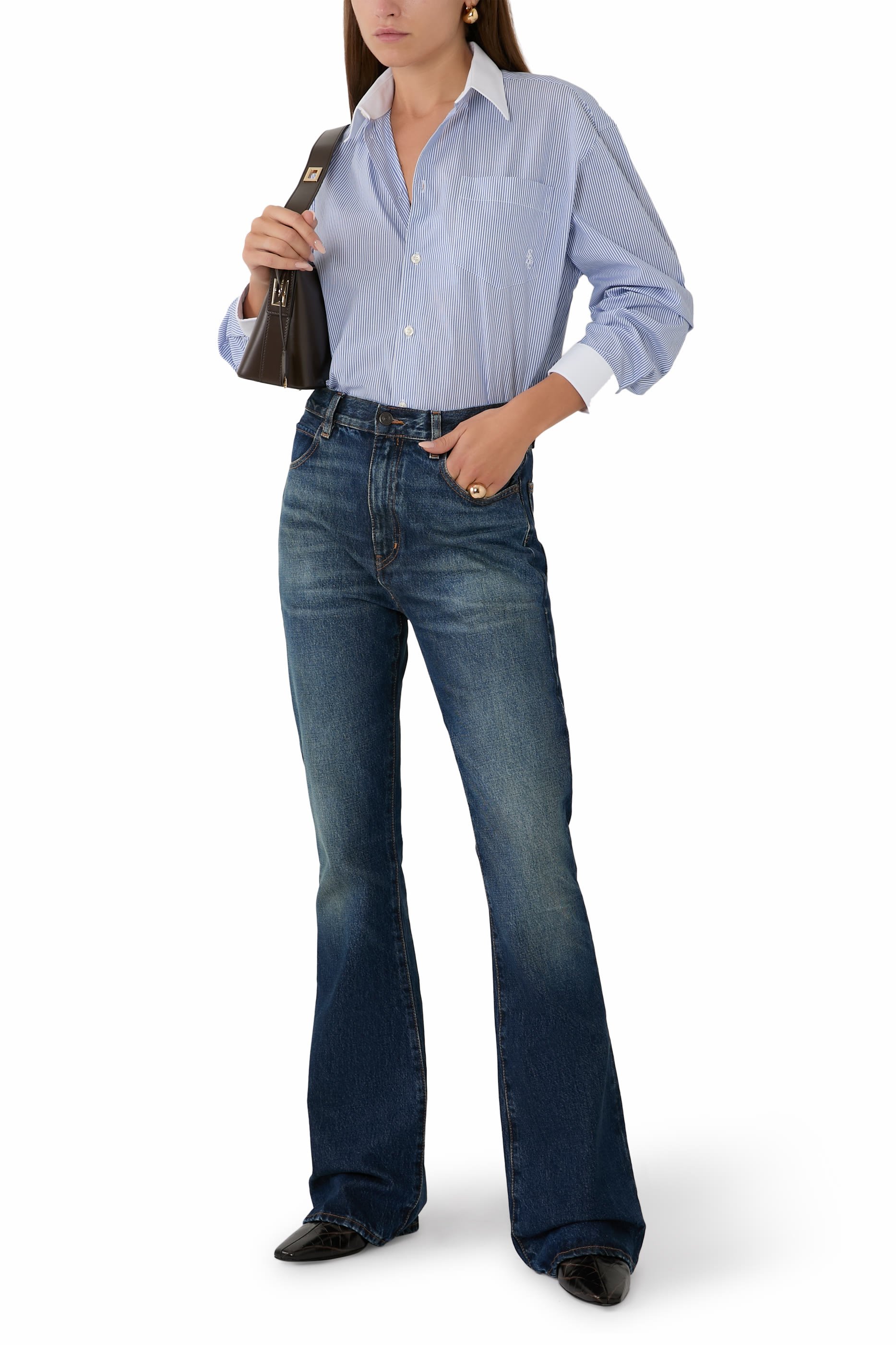 قميص مخطط بياقة