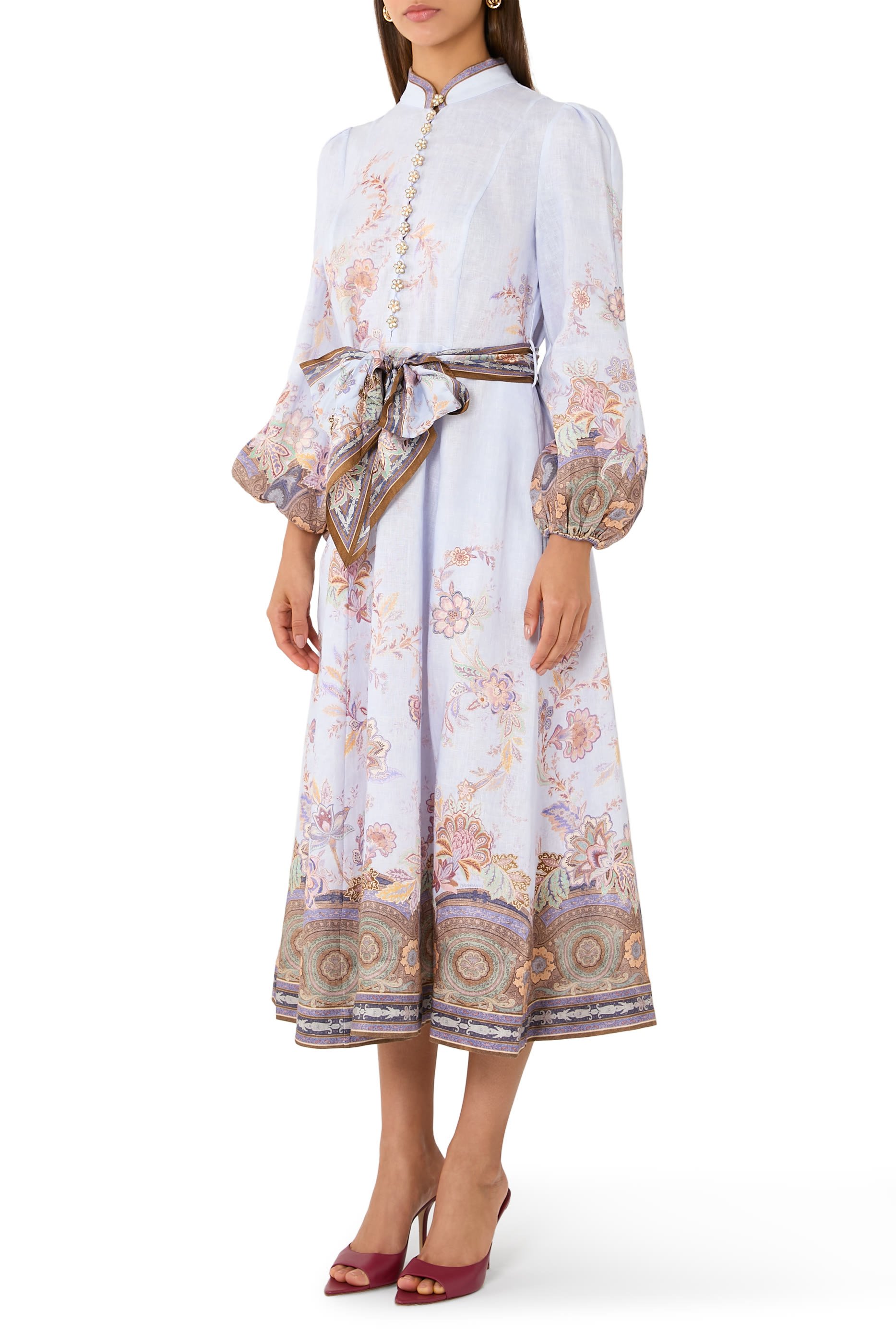 فستان لونا متوسط الطول بأزرار