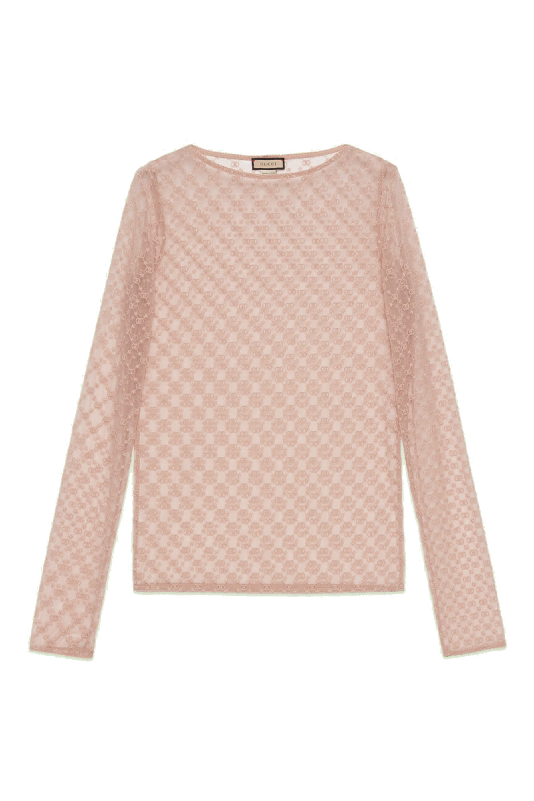 بلوزة تول بتطريزات نجوم وشعار GG