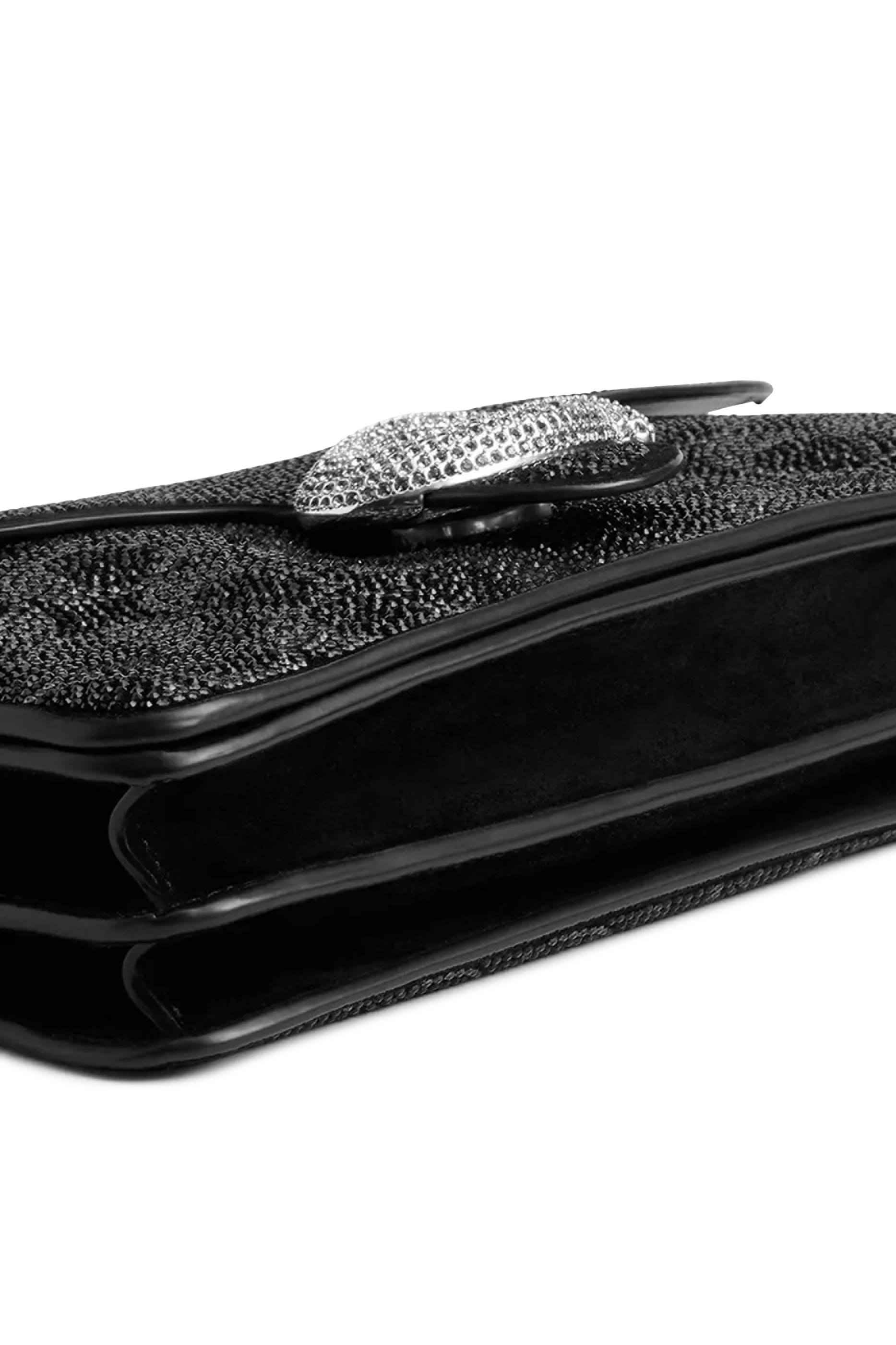 حقيبة سوينغر 20 بحمالة سلسلة جاكار مزين بشعار الماركة وكريستال