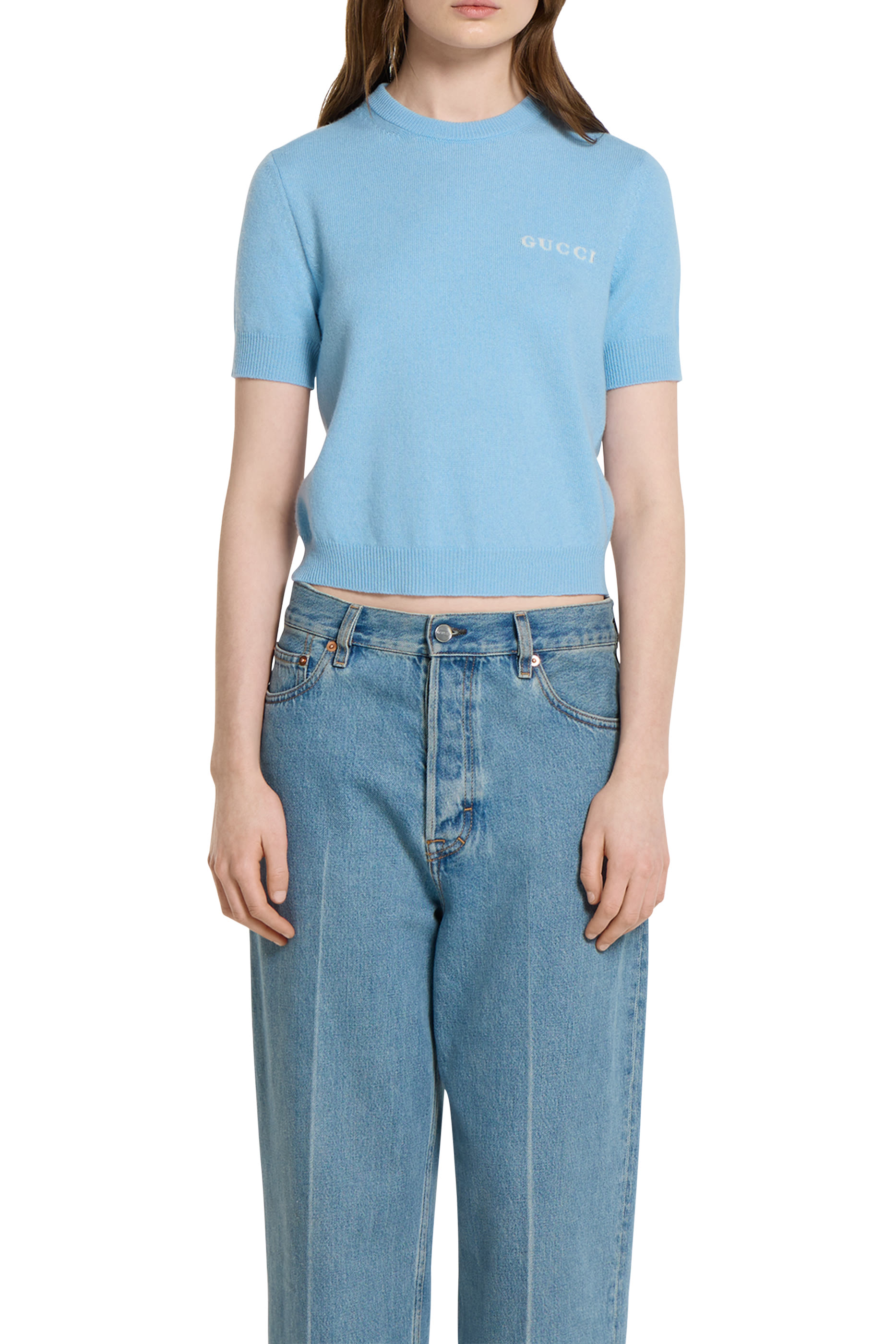 بلوزة مزينة بشعار الماركة كشمير