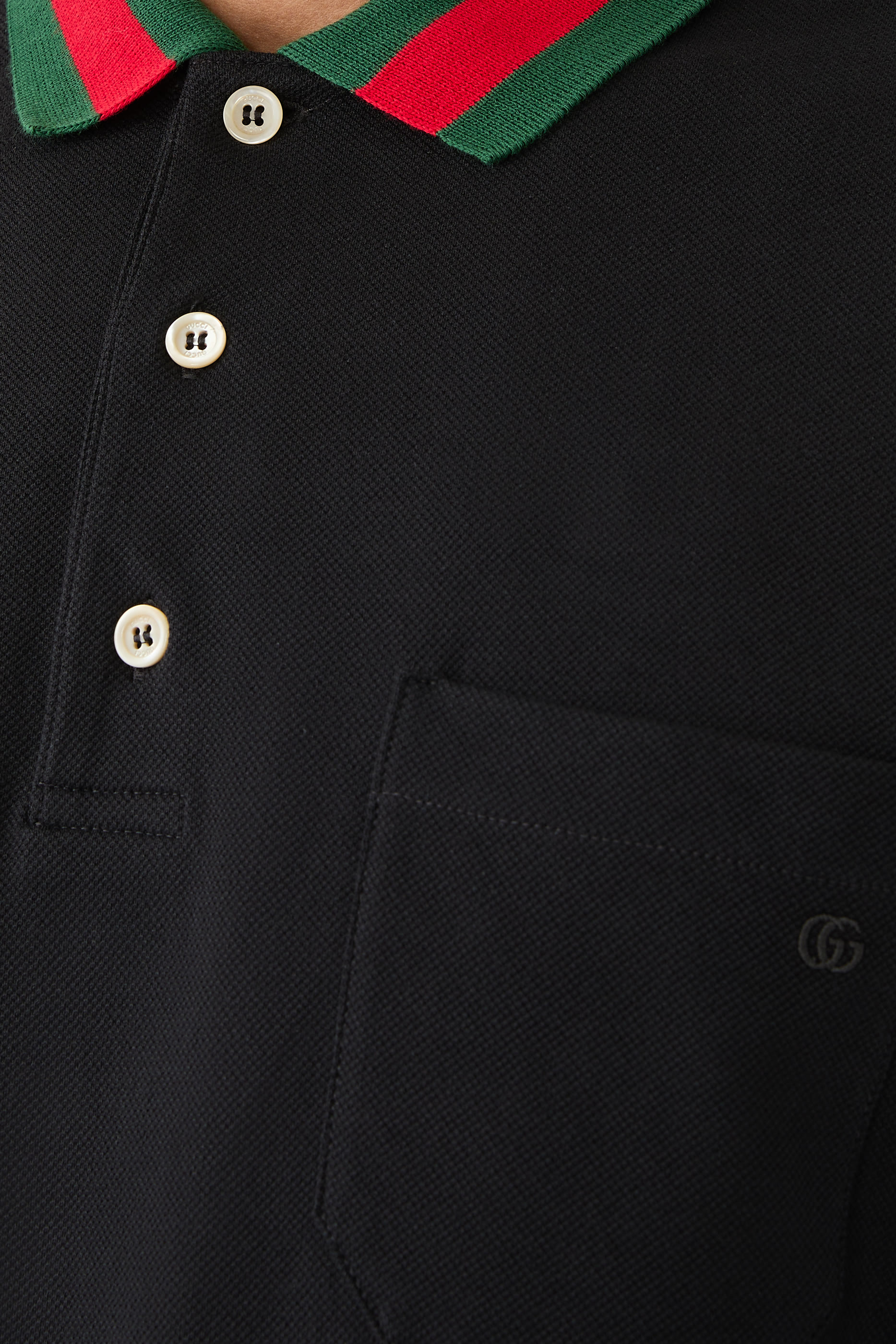 قميص بولو بشريط ويب قطن بيكيه