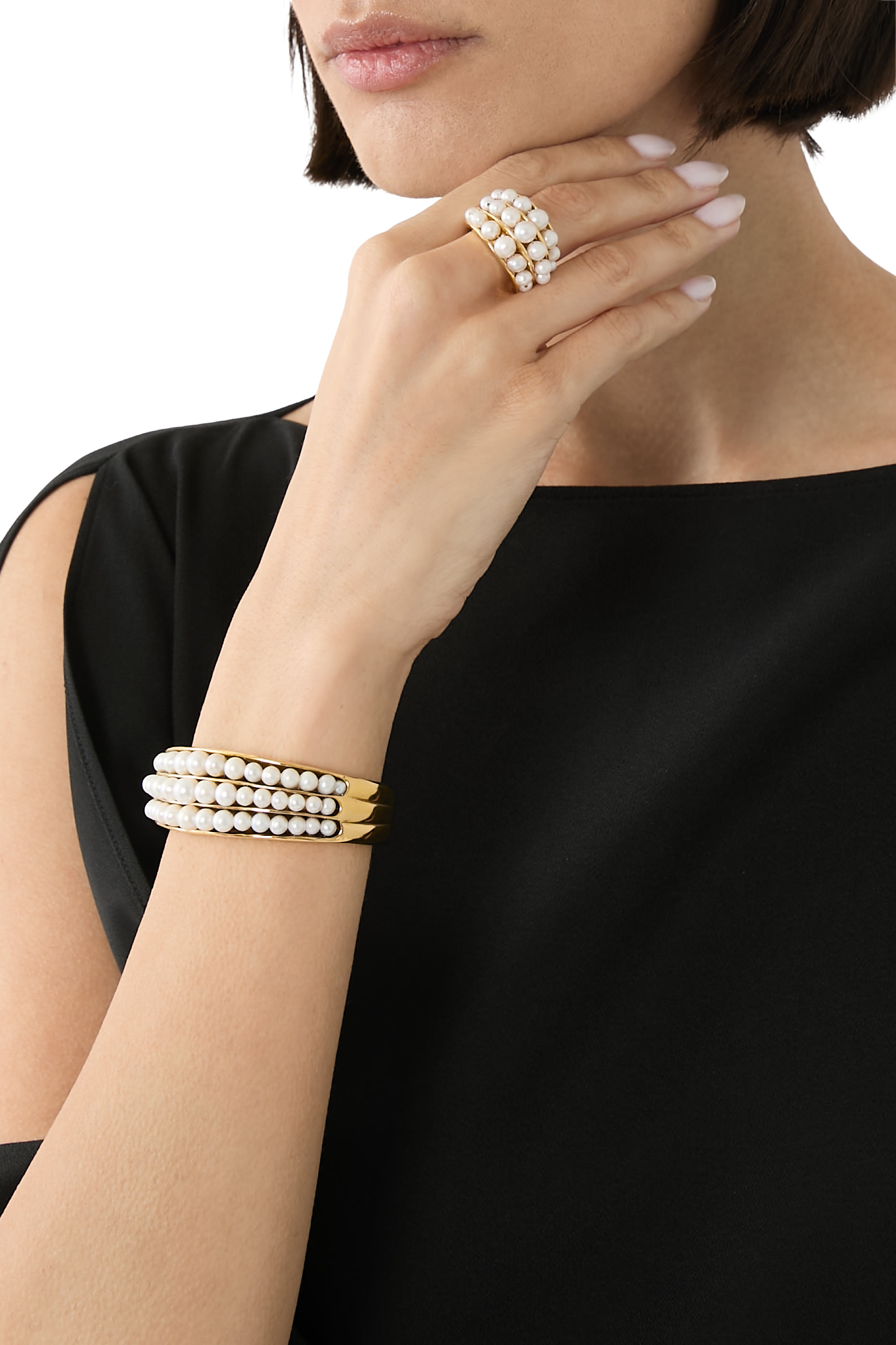 سوار جران دي جيمز بلؤلؤ مياه عذبة، نحاس مطلي بذهب عيار 24