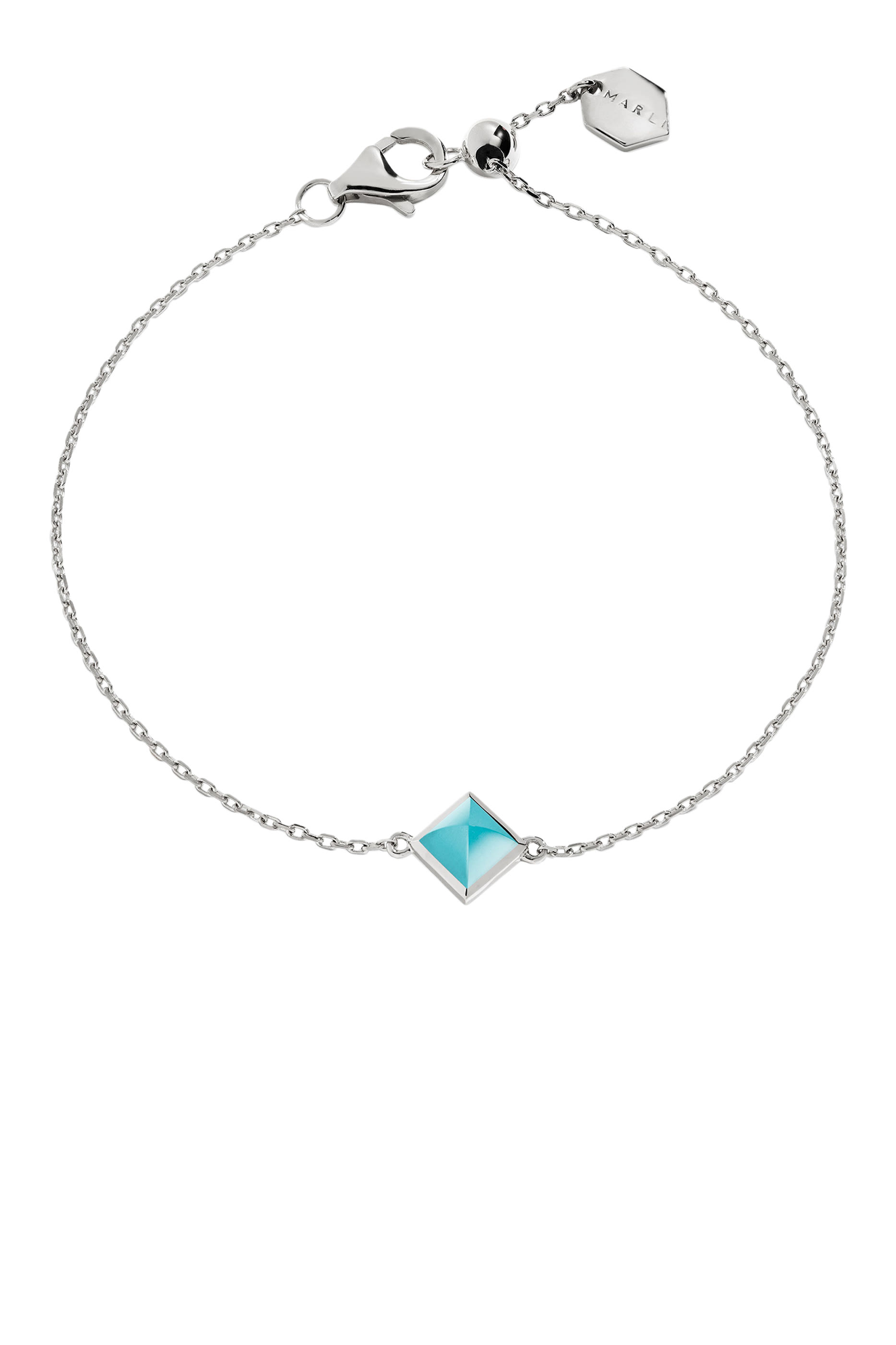 سوار كليو بحلية هرمية مرصع بكالسيدوني أزرق ذهب &rlm;أبيض عيار 18