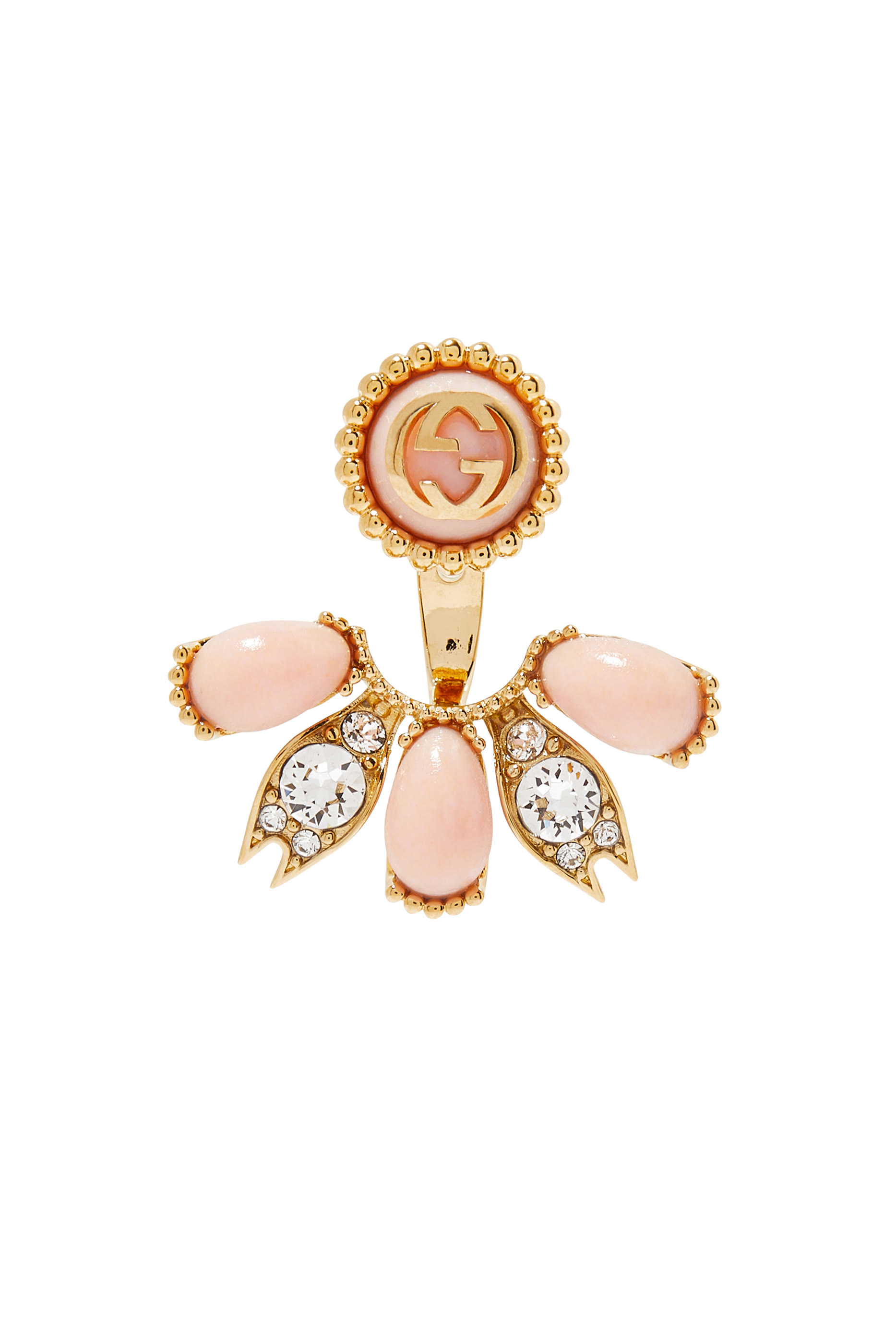 قرط بحروف شعار الماركة متداخلة نحاس مرصع بالكريستال والراتينج