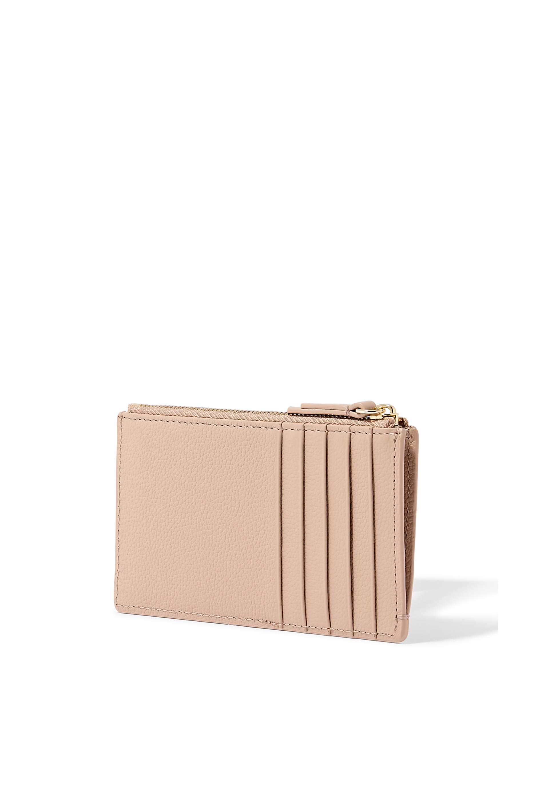 حافظة بطاقات بسحاب جلد بارز الملمس