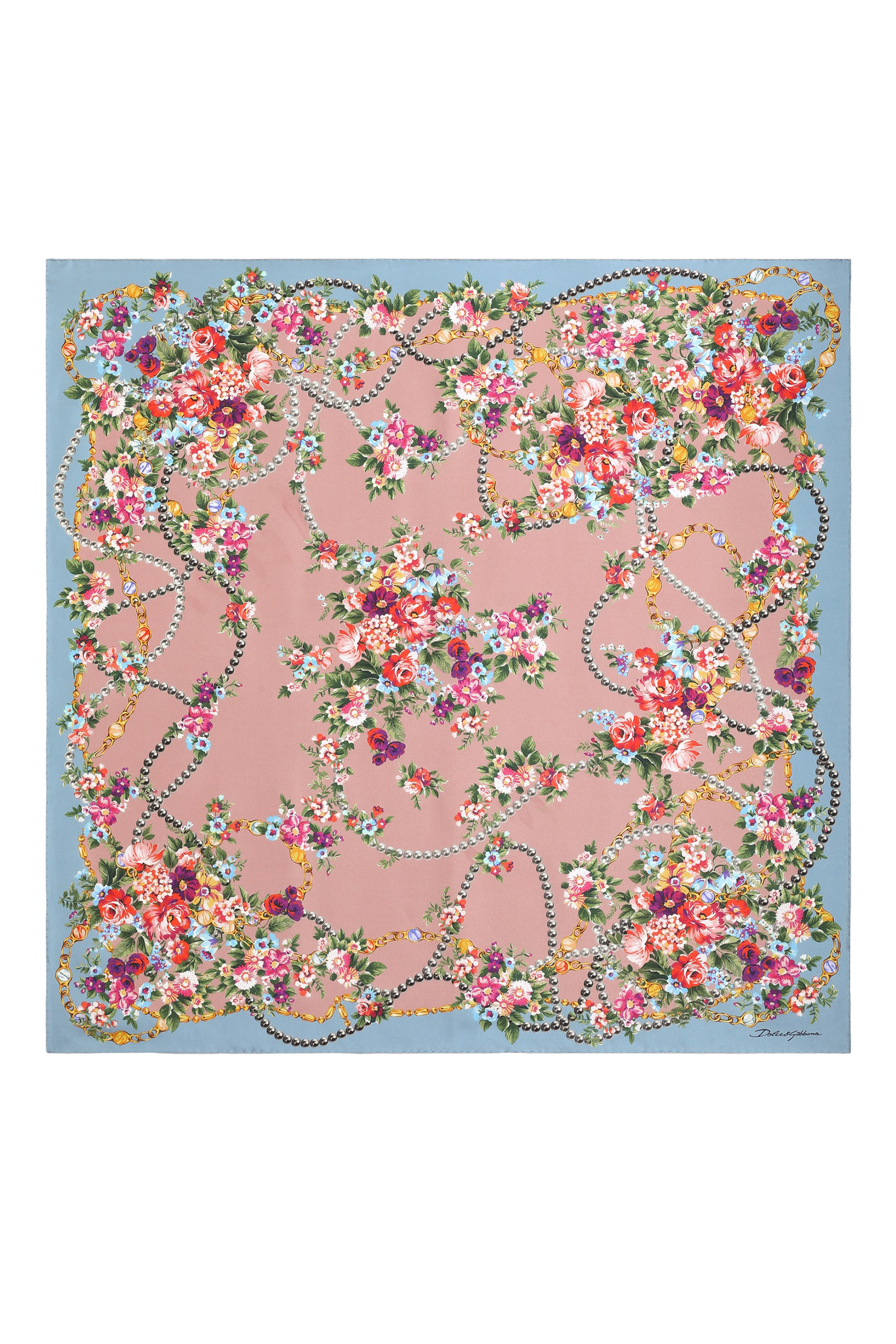 Flower Bouquets-Print Silk Twill Scarf