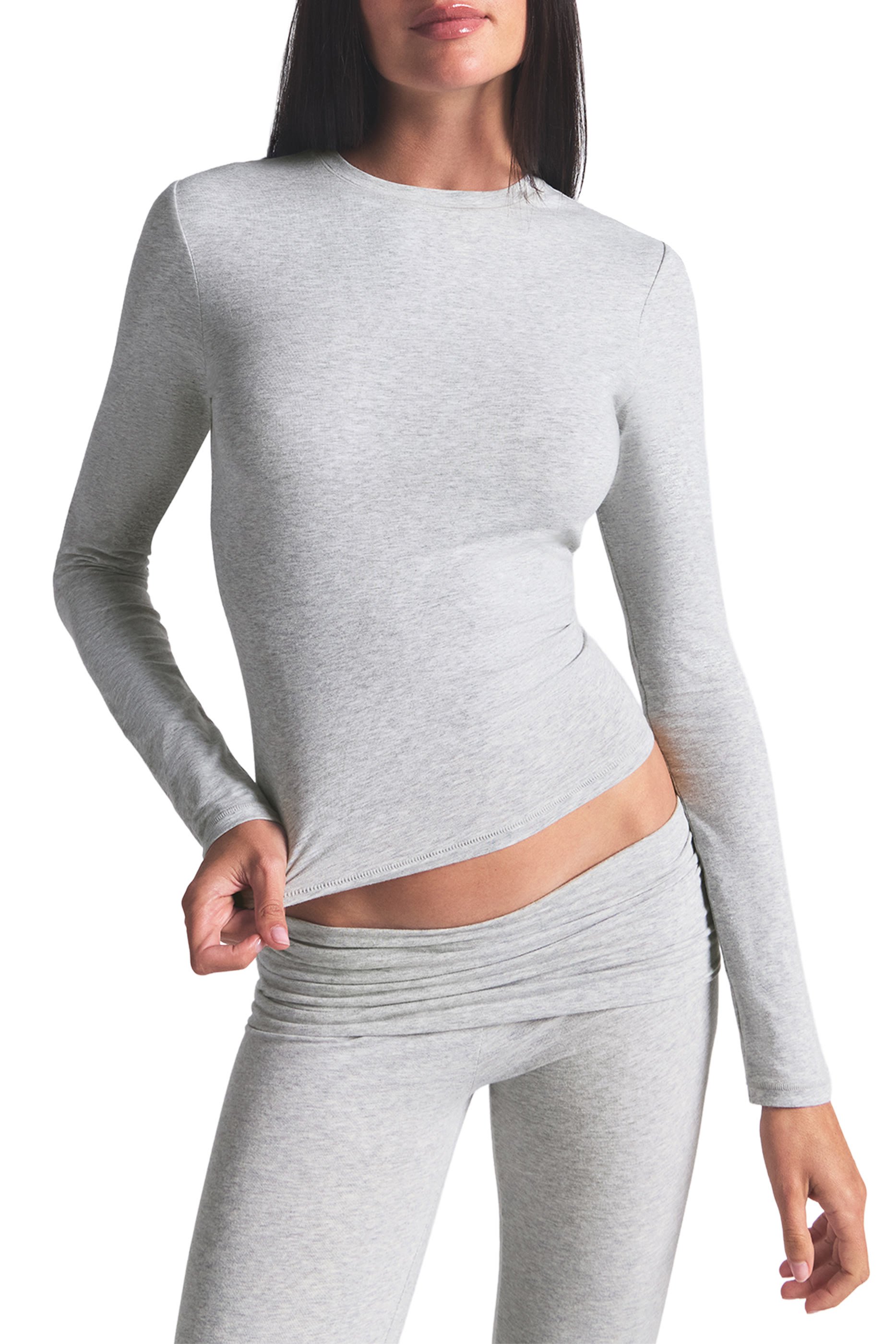 تيشيرت بأكمام طويلة جيرسيه قطن 