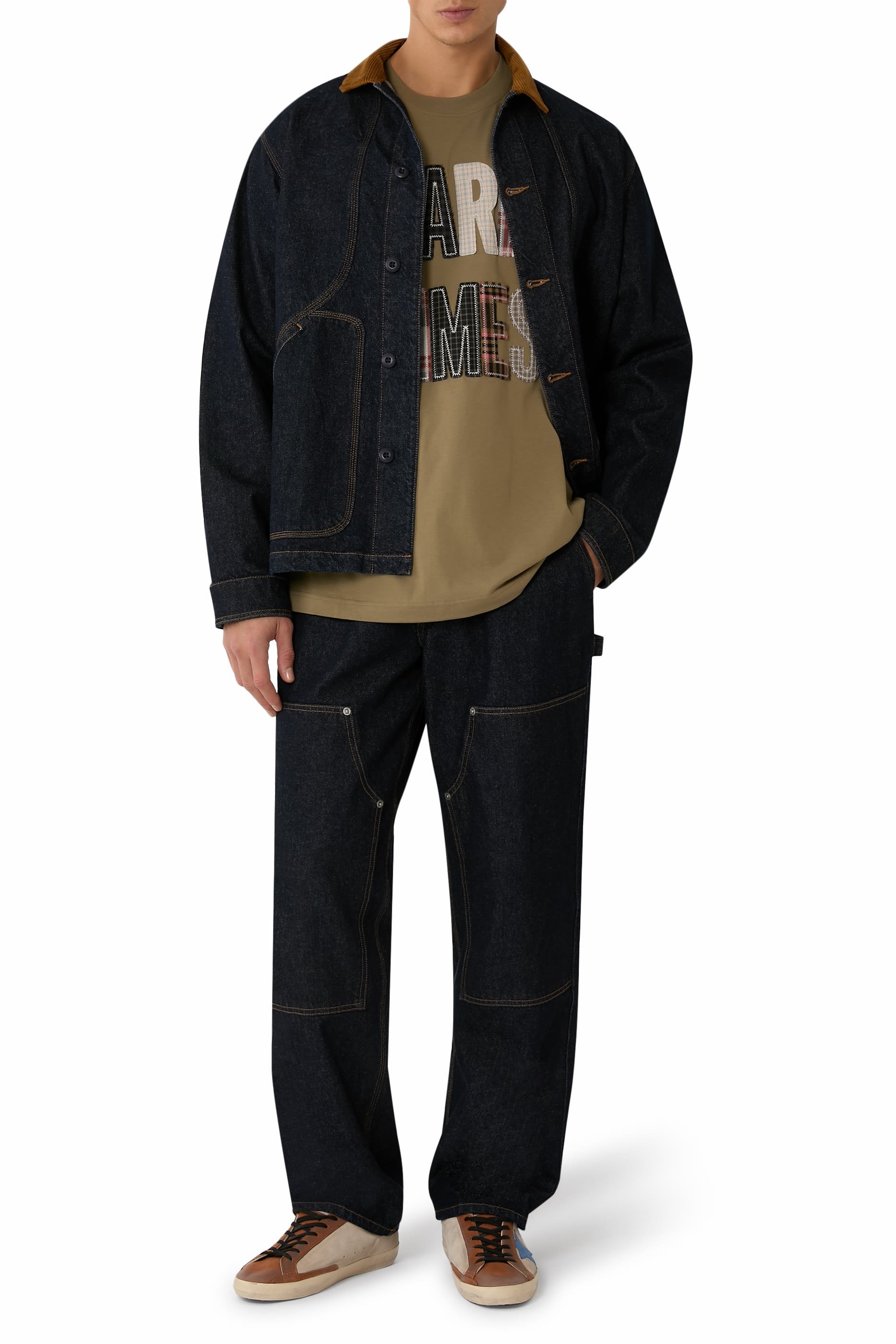 تيشيرت بتطريز عبارة هارد تايمز قطن جيرسيه عضوي