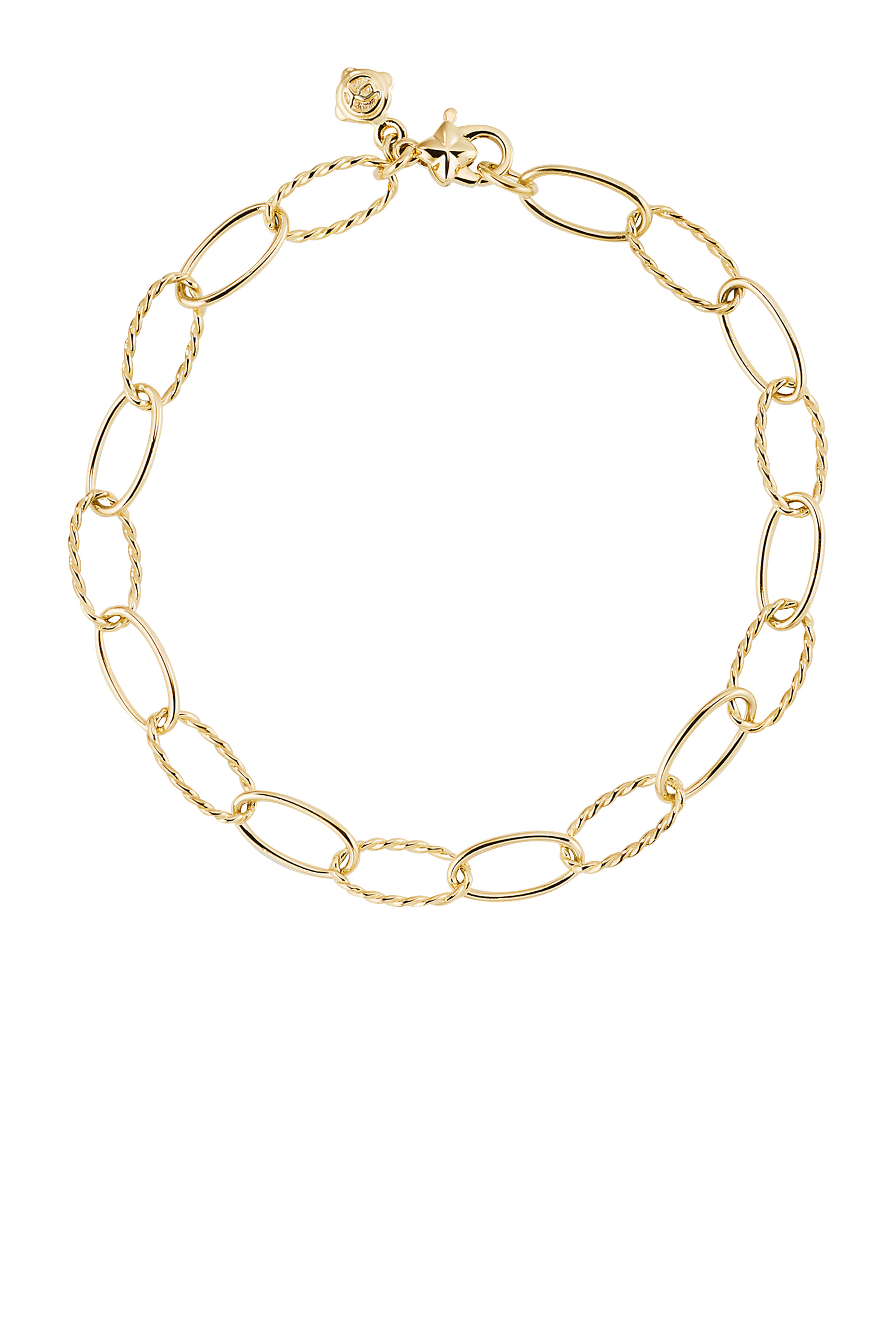 سوار بتصميم حلقات بيضاوية ذهب أصفر عيار 18