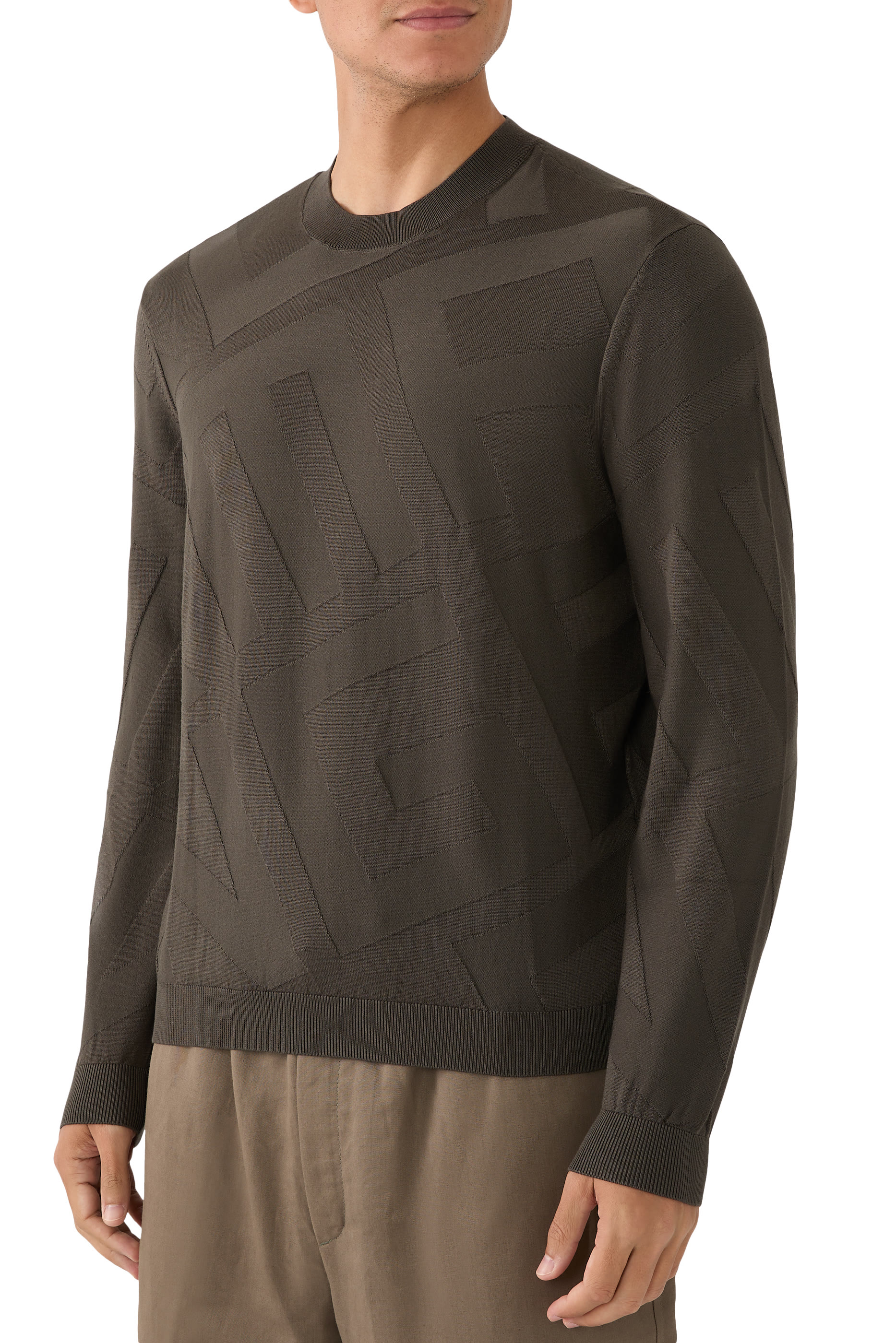 كنزة بحروف شعار الماركة مزيج فيسكوز جاكار