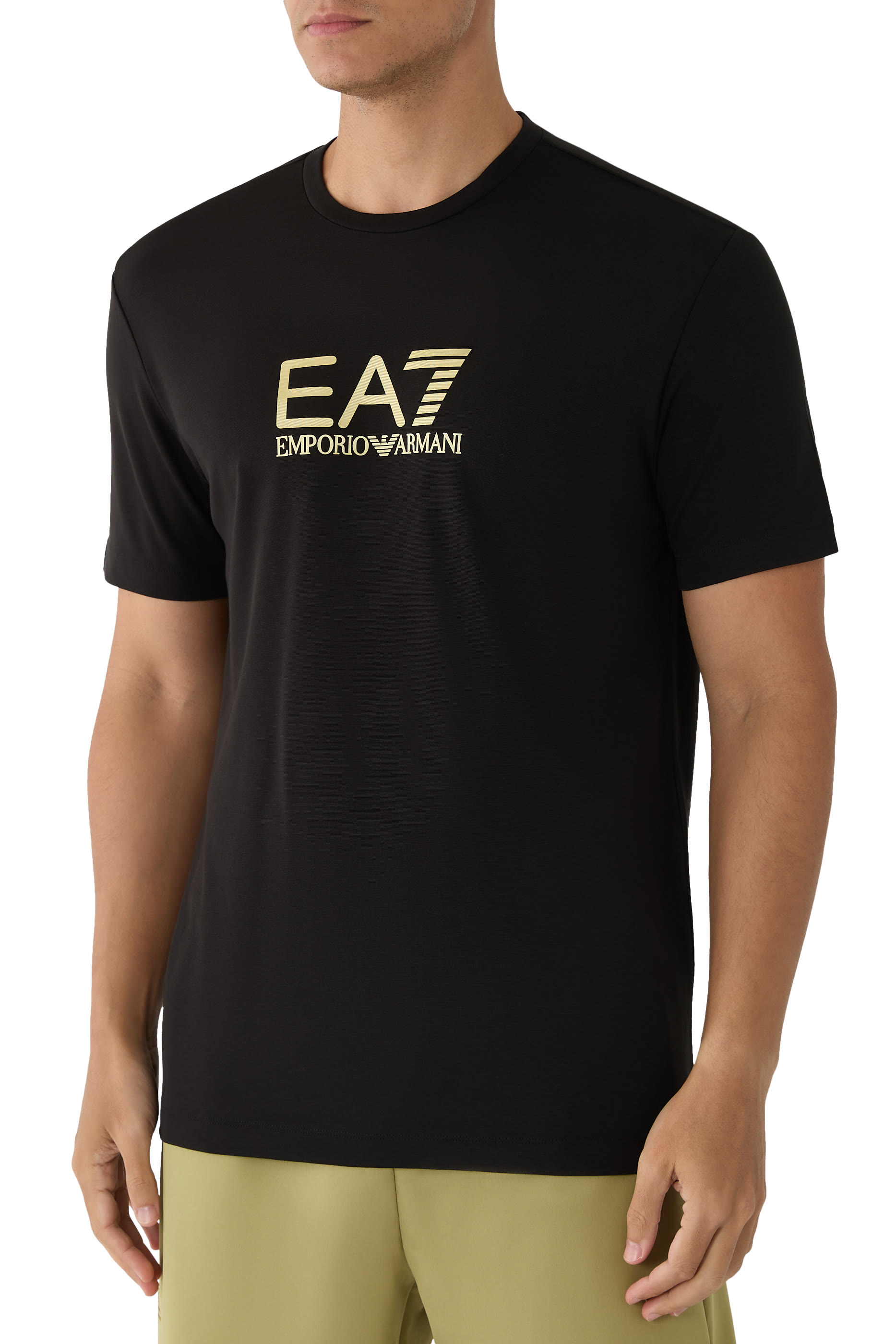 تيشيرت غولد ليبل بياقة ضيقة مزيج فيسكوز