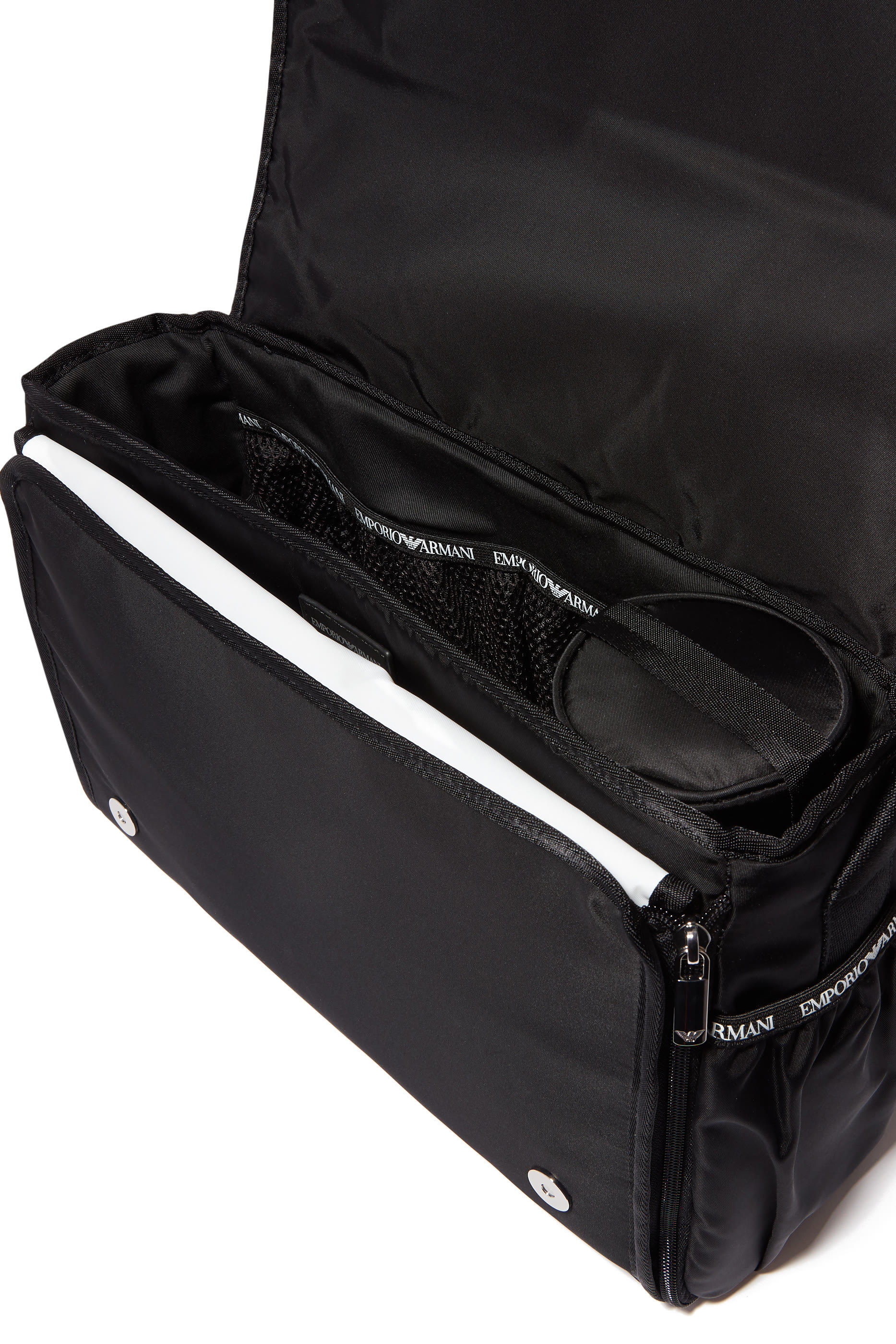 حقيبة تغيير الحفاضات نايلون بشعار الماركة