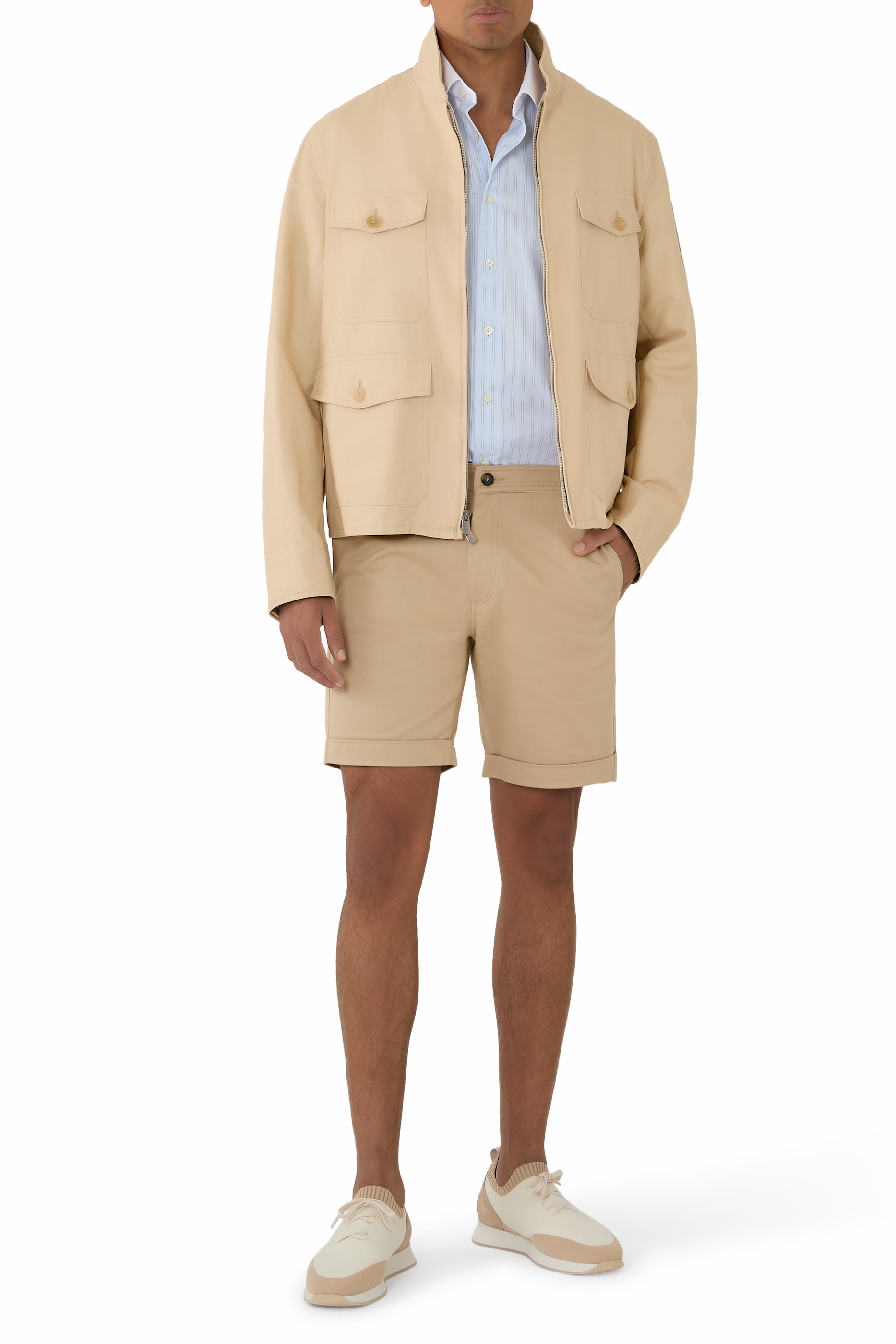 قميص مخطط بياقة متباينة بشعار الماركة تويل