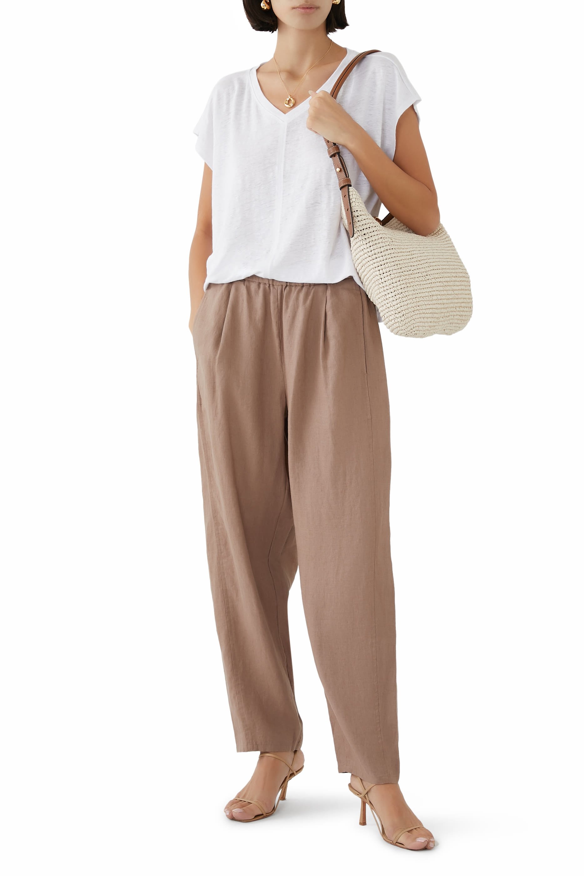 بنطال بقصة واسعة كتان عضوي