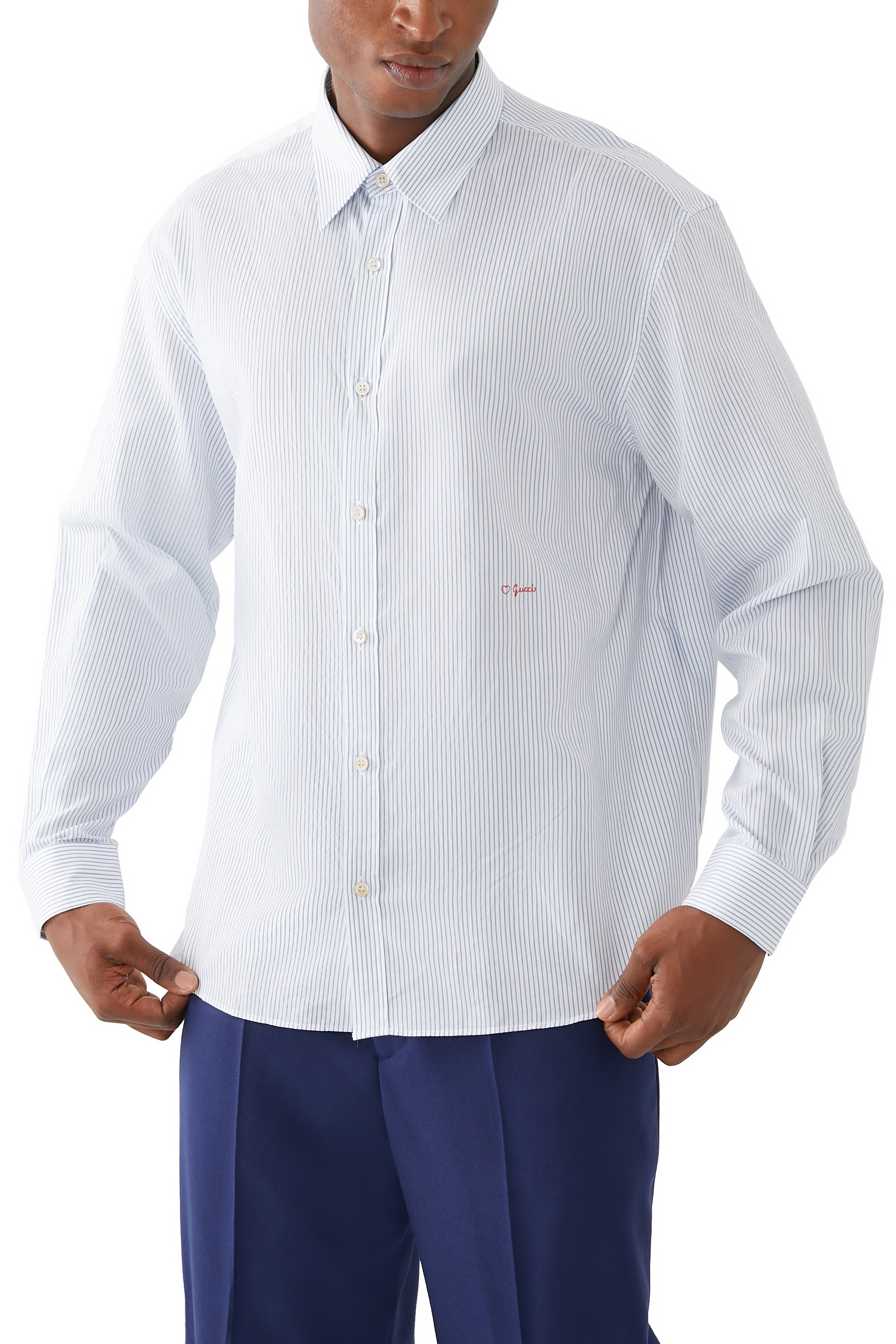 قميص مخطط من مزيج حرير