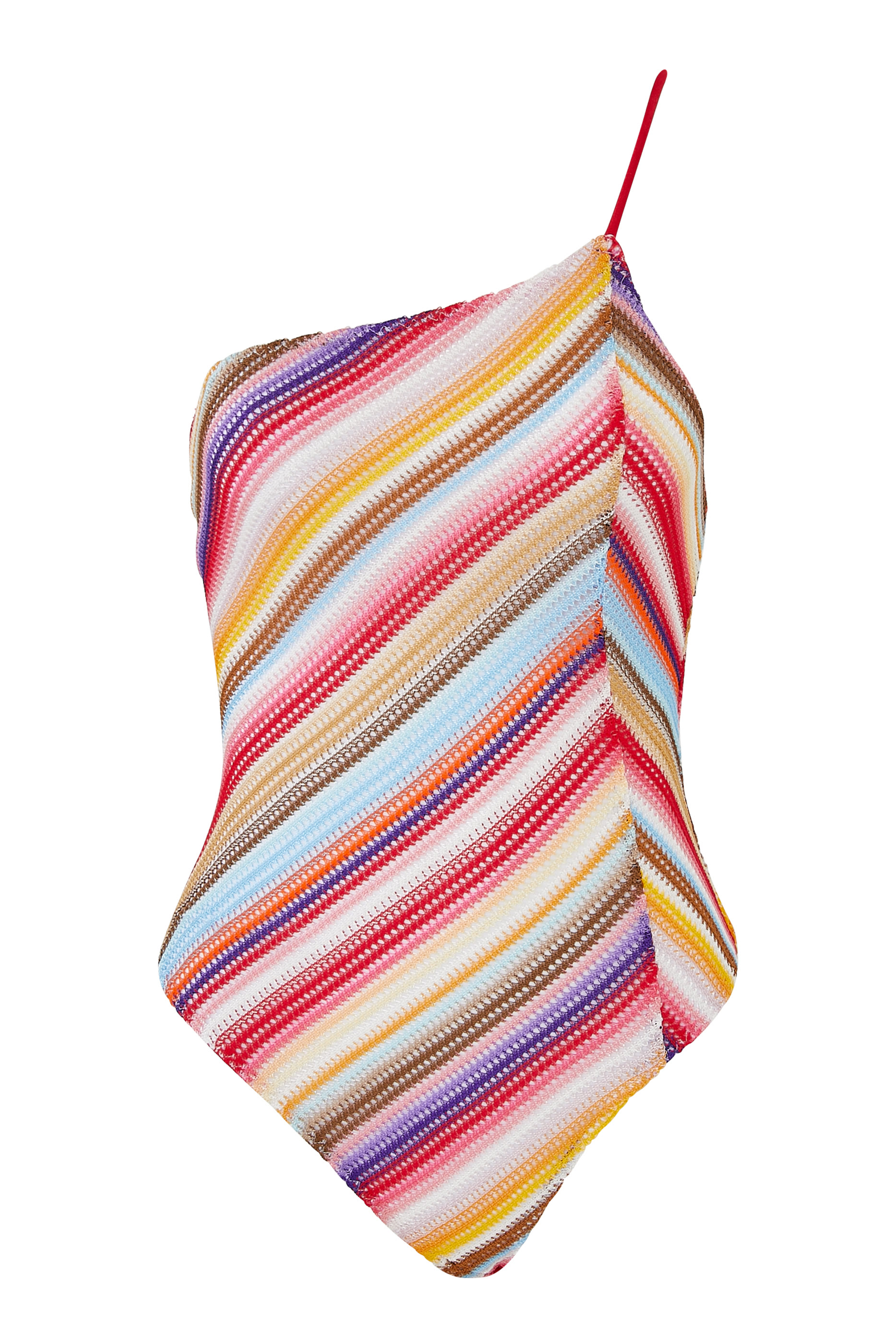 بدلة سباحة مخططة بتصميم قطعة واحدة بكتف واحد