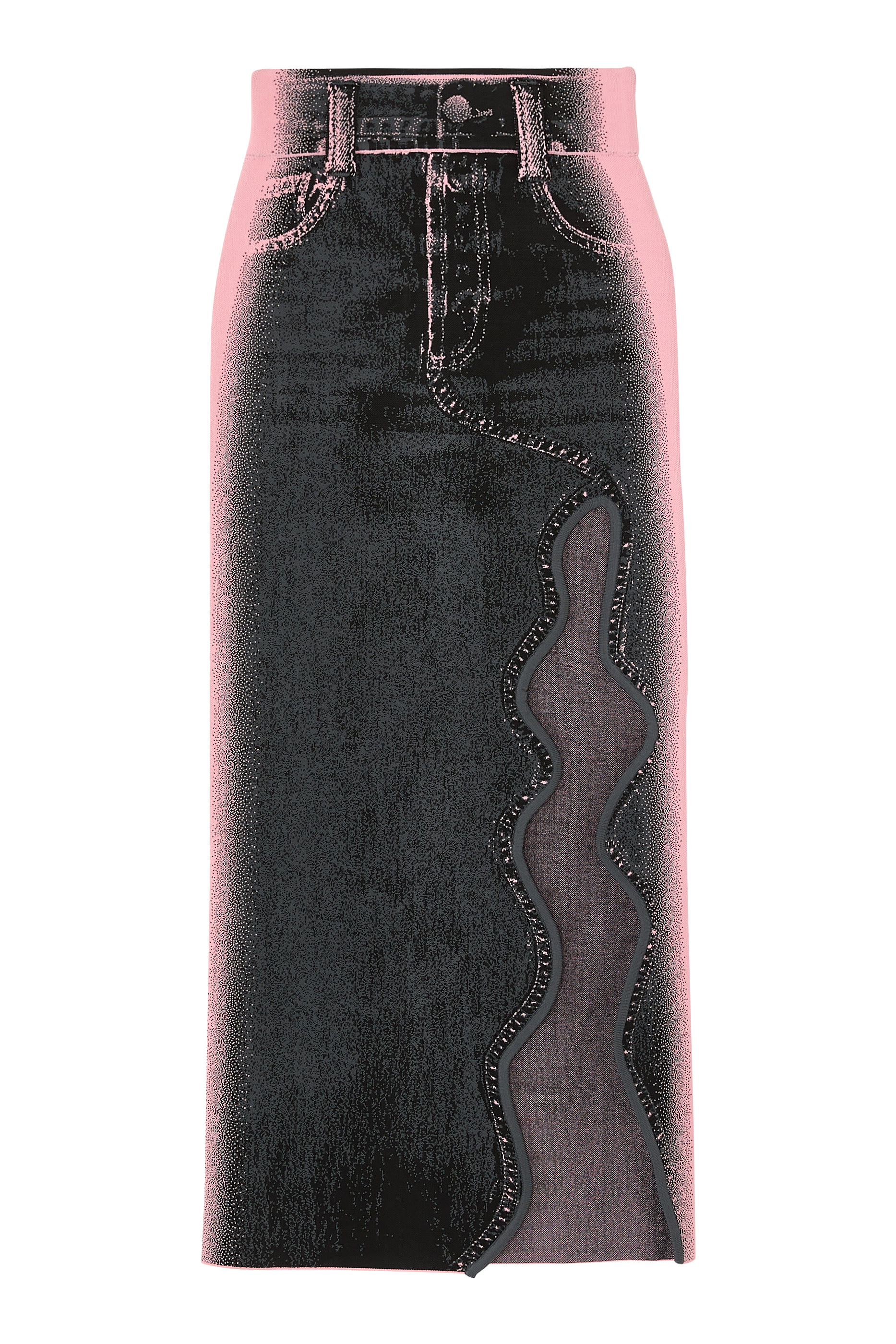 تنورة ليلي طويلة بحافة مموجة دنيم