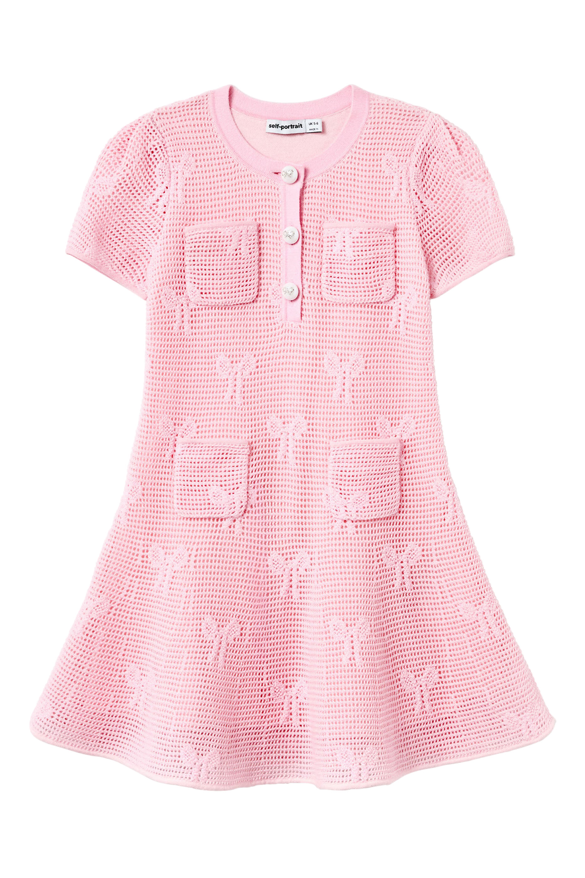 فستان بربطة فيونكة كروشيه منسوج للأطفال