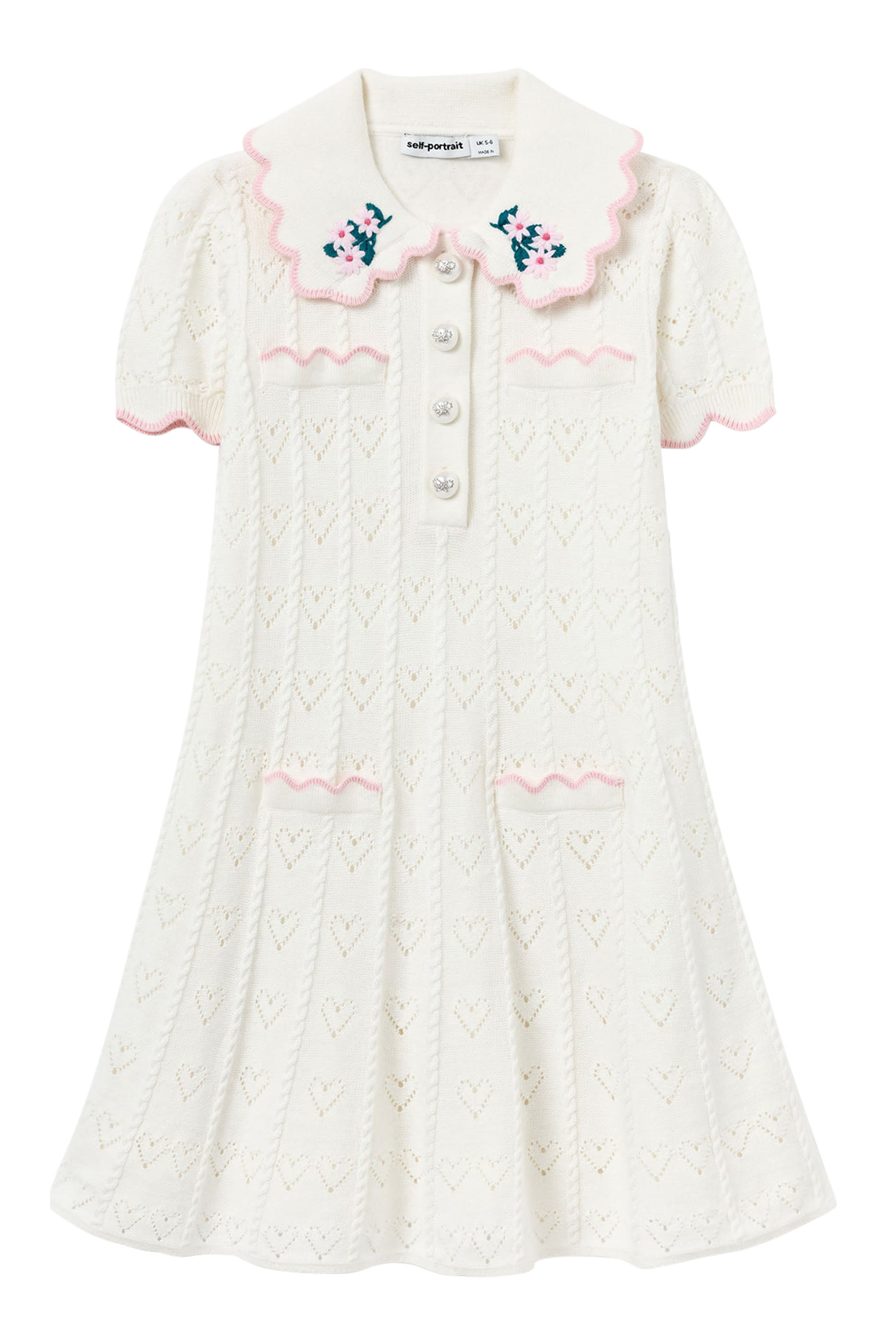 فستان منسوج مطرز بقلوب للأطفال