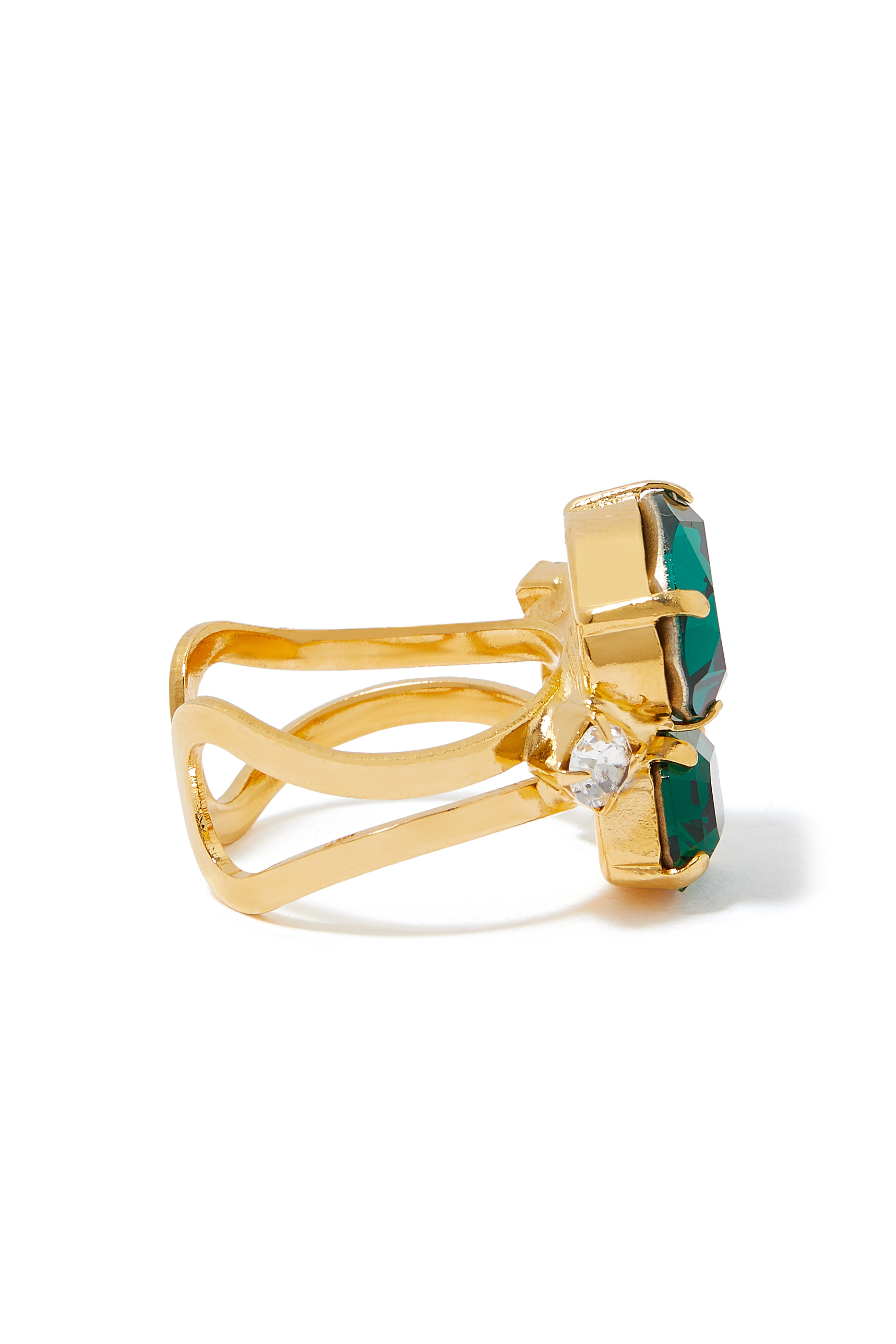 خاتم كارولينا صغير مرصع بكريستال سواروفسكي، طلاء بالروديوم وذهب عيار 18